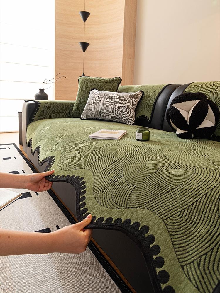 Vintage Style Chenille Sofa Pad, Cat Scratch Proof Sofa Protector, All-Season, Suitable for Living Room, Bedroom, Office, 100% Polyester Fiber