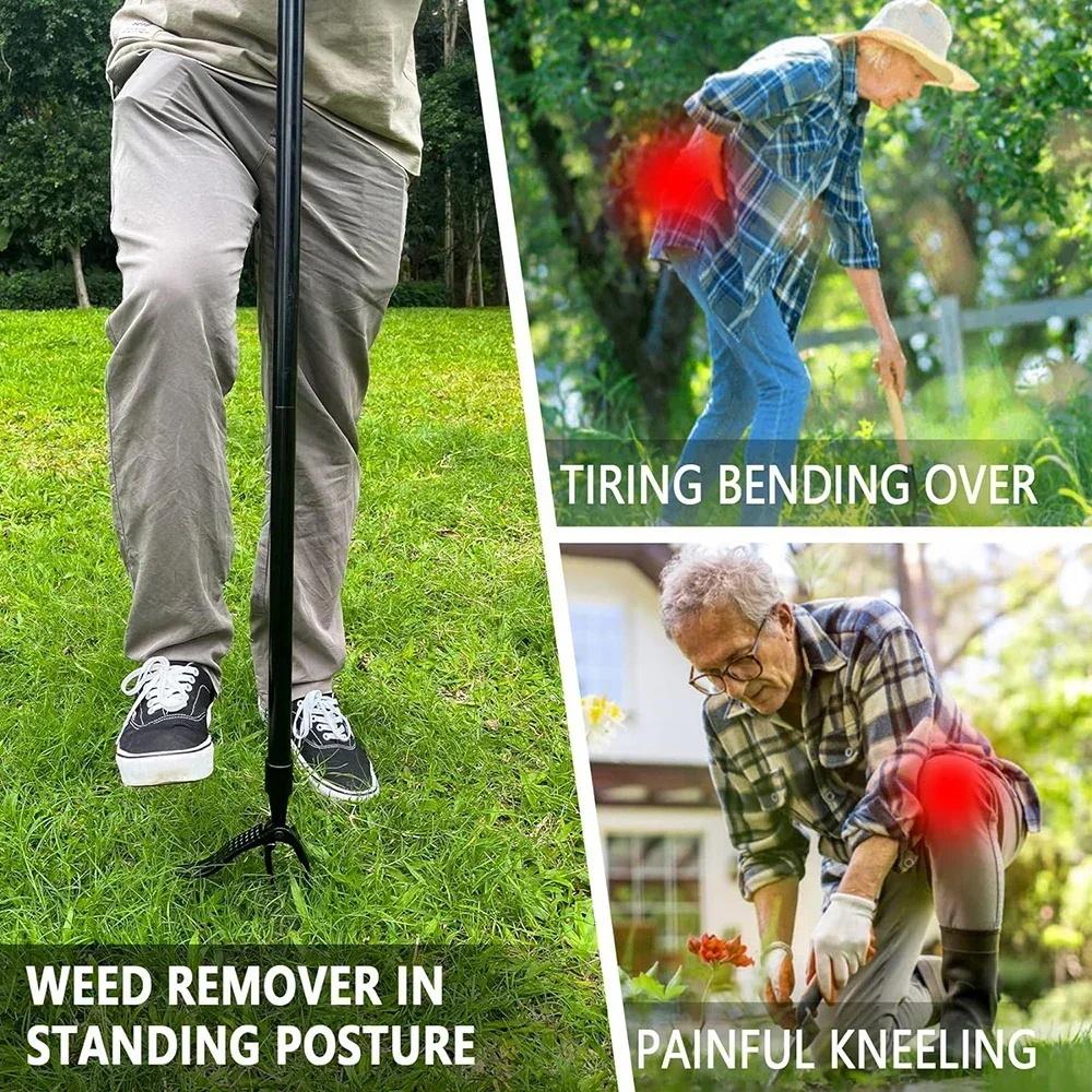 Standing Manual Ergonomic Weed Puller Set, Detachable Root Remover, Aluminum Alloy Garden Weeding Tool, Home Use Weed Removal Kit, Gardening Essential, Efficient, Garden Tools, Garden Supplies