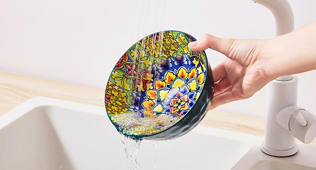 Vancasso Dinner Sets for 4/6 People, Simi Dinnerware Dish Set Artisanal Pieces with 10.5in Dinner Plate, 8.5in Dessert Plate and 950ml Cereal Bowl, Boho Colourful Tableware