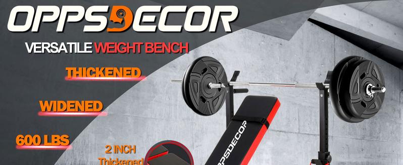 【TikTokShopBlackFriday】OPPSDECOR 6 in 1 660lbs Weight Bench Set with Squat Rack, Bench Press Set with Barbell Rack, Adjustable Incline Strength Training Workout Bench with Leg Developer Preacher Curl for Home Gym