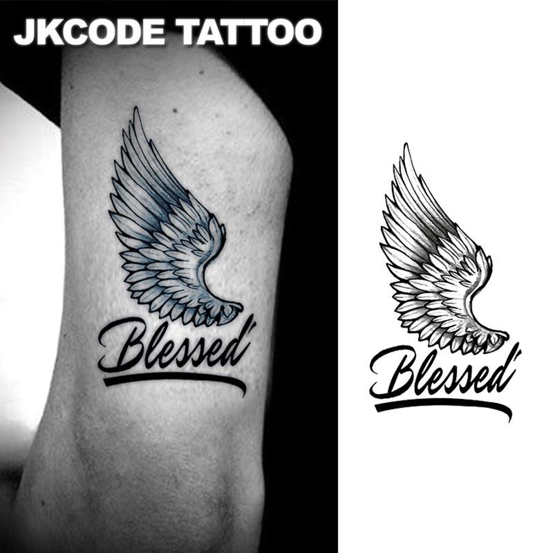 Sacred Angel Wings Letter Graffiti Herbal Tattoo Temporary Body Art, Long-Lasting 15 Days Realistic Tattoo Experience, Temporary Tattoos