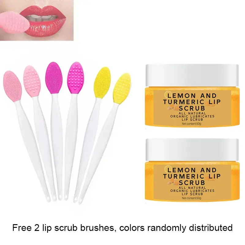 Lip Scrub Set, Exfoliating Lip Treatment with Turmeric Lip Exfoliator Paste and Lip Brush, Brightening Glow Lip Care Kit, Lip Essentials, Lip Care Routine, Glowing Lips, 1 Piece, Non-Flammable Aerosol Safe