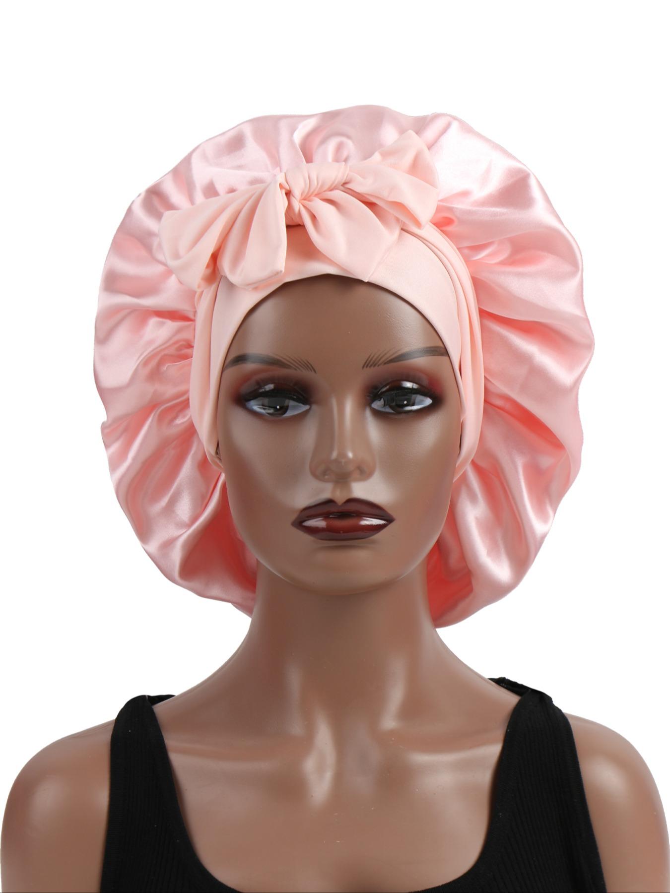 Women's Elastic Satin Sleep Cap, Wide Brim Night Hat, Comfortable Sleeping Accessory, Soft Breathable Hair Care Cap