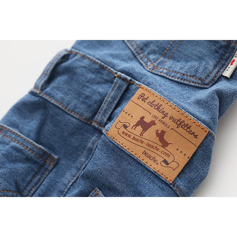 Vintage Denim Dog Jumpsuits - Washed, Stretchy, Skin-Friendly Overalls with Adjustable Straps, Free Movement Design, 1-Piece Suspender Pants for Small-Medium Dogs’ Daily Walking