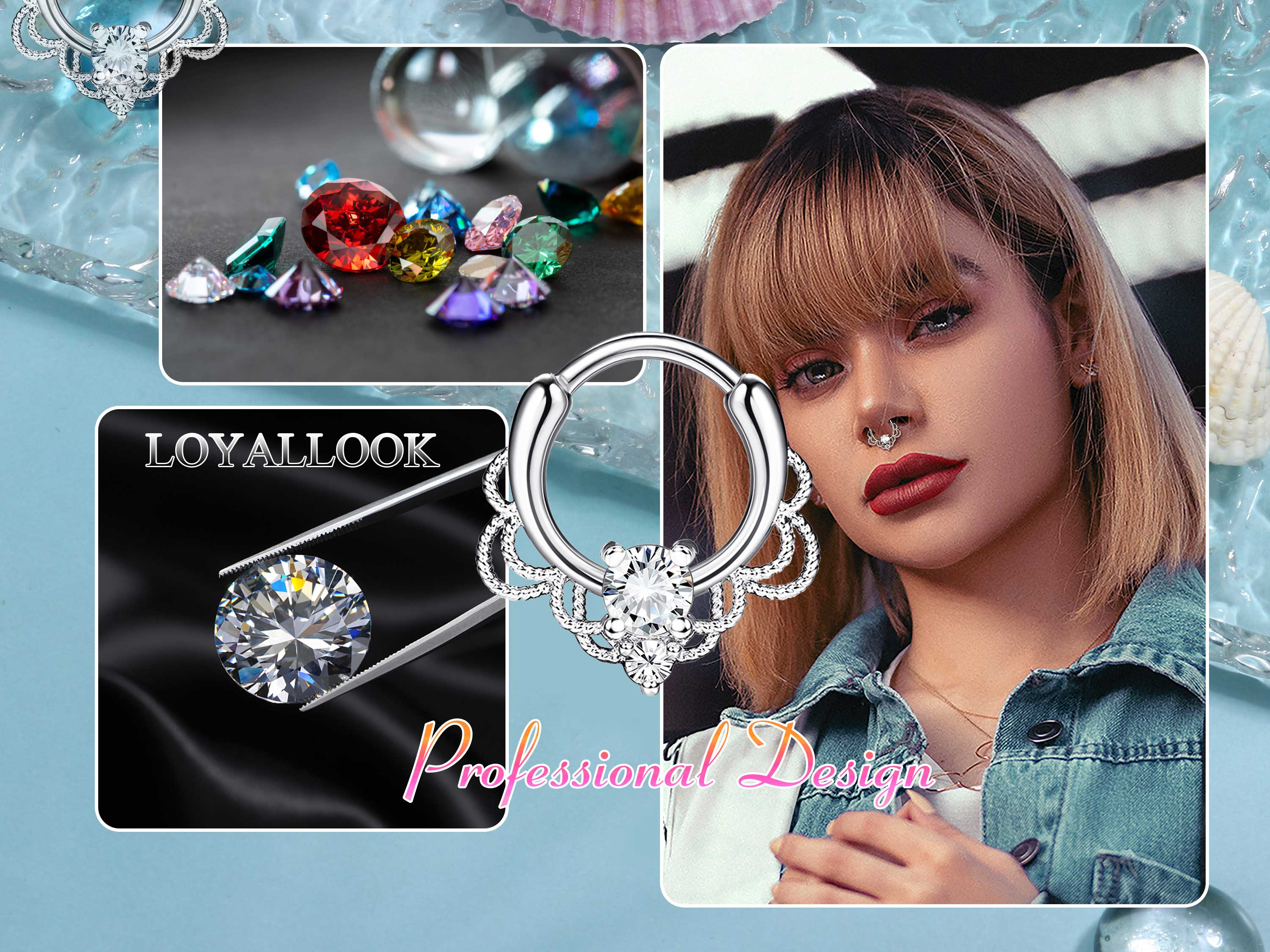 LOYALLOOK 8counts 16G Septum Clicker Ring Stainless Steel CZ Opal Cartilage Helix Tragus Hoop Daith Earrings Nose Rings Hoop Hinged Segment Clicker Ring Piercing Jewelry Accessory Conch LOYALLOOK 8counts 16G Septum Clicker Ring Stainless Steel CZ Opal Cartilage Helix Tragus Hoop Daith Earrings Nose Rings Hoop Hinged Segment Clicker Ring Piercing Jewelry Accessory Conch