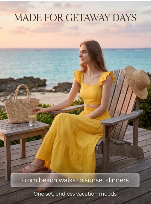Women's Solid-Color or Floral-Print Shirred Sleeveless Top & Long Skirt Two-Piece Set, Bohemian Boho Fashion Casual Top & Skirt for Daily Holiday Beach Vacation Wear, Ideal for Summer, Womenswear
