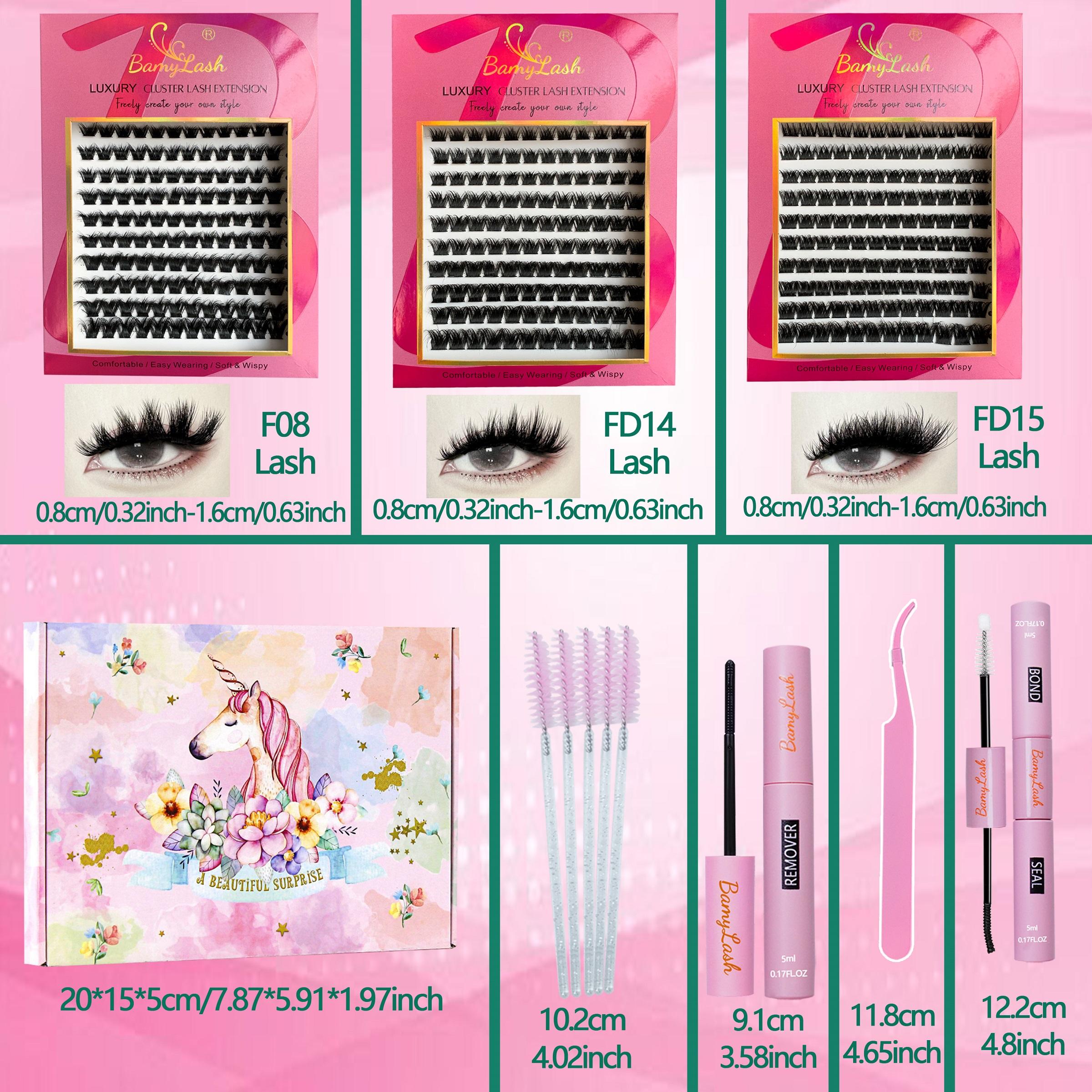 3-Box 3D Wispy Individual Cluster Lash Set - Ultra-Thick Volume, Curly Mixed Lengths - DIY Eyelash Extension Kit with Lash Bond, Seal, Remover, Applicator & Lash Brush - Everyday Eye Makeup, Gifts for Friends