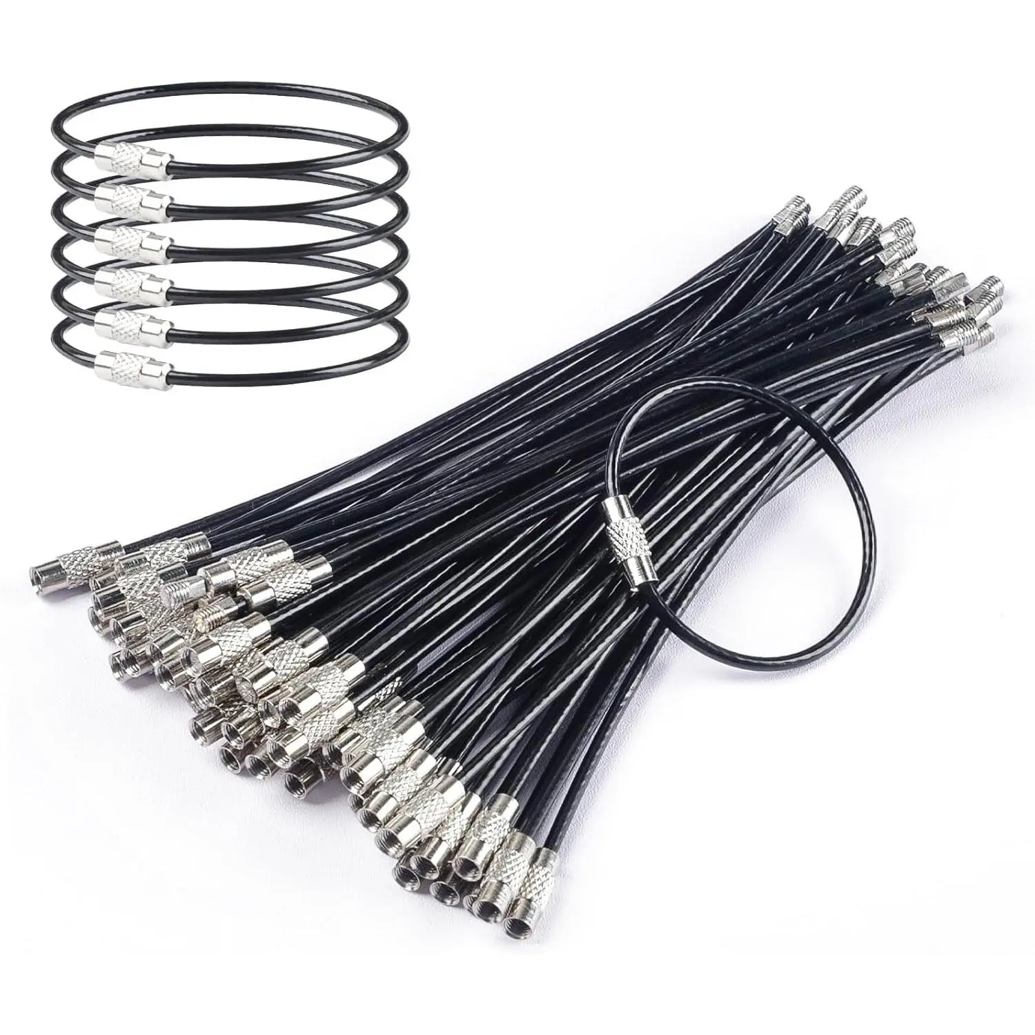 4 Inch Heavy Duty Stainless Steel Wire Keychain Cable Key RingGift