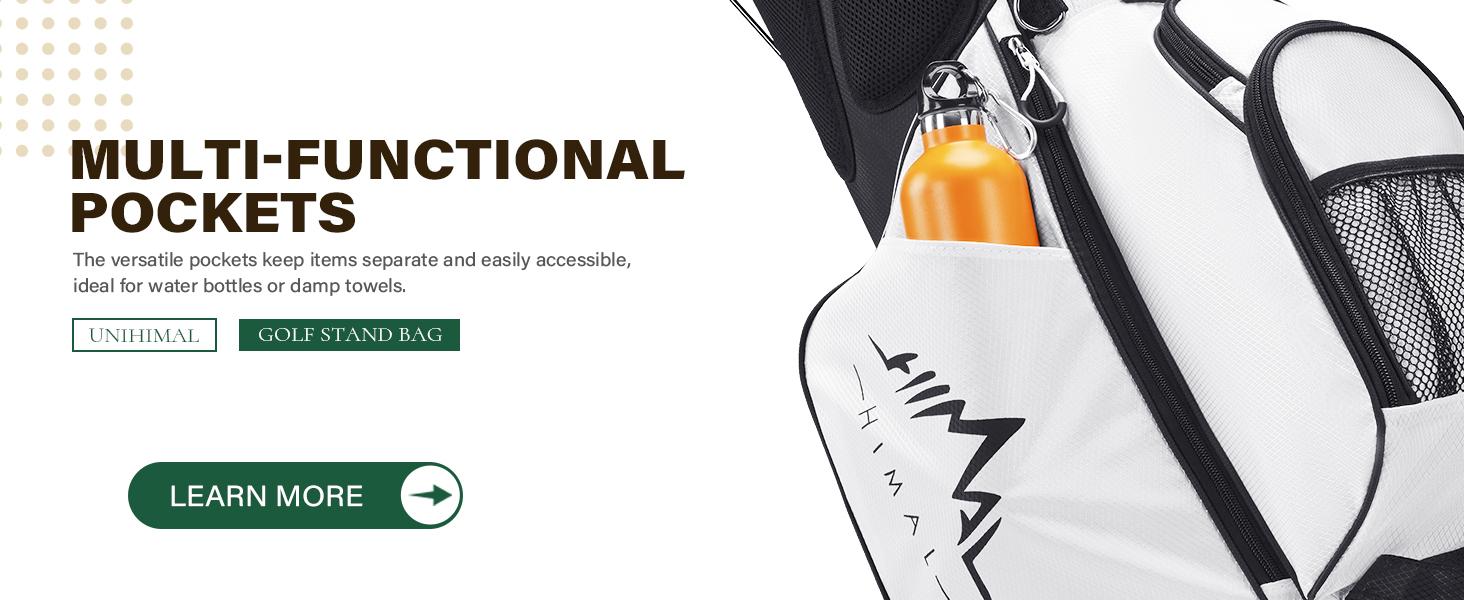UNIHIMAL Golf Stand Bag with 7 Way Top Dividers, Lightweight Golf Bags for Men Women with Multiple Pockets, Dual Straps