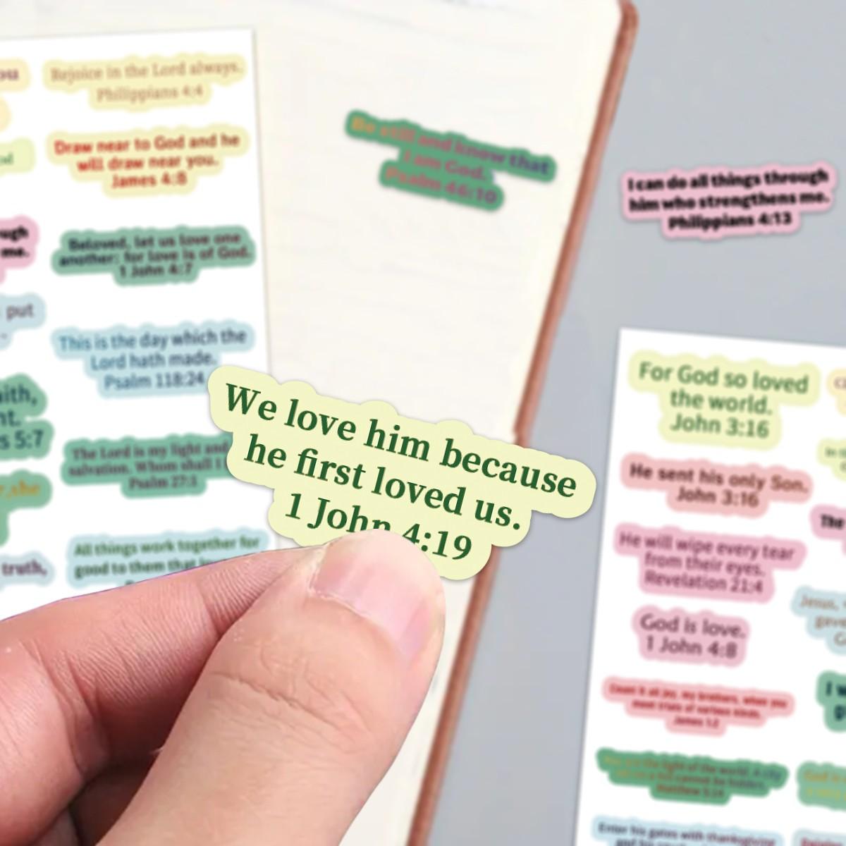 100 Bible Verse Stickers, Inspirational Faith Decals, Christian Stamp Stickers, Gift Tags, Spice Cup Bottle Decor, Scrapbook Paper Pads, Art Stickers