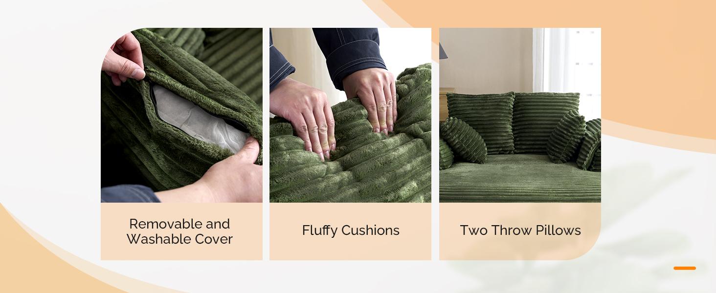 VINGLI Lounge Chair, 56" Oversized Reading Chair  Chaise Sofa Recliner Bed Upholstered Comfy Sleeper Couch with Throw Pillows and Armrests for Living Room, Movie Room, Bedroom Modular Cloud Corduroy Foldable Velvet Boneless Sectional Leather Faux Brown