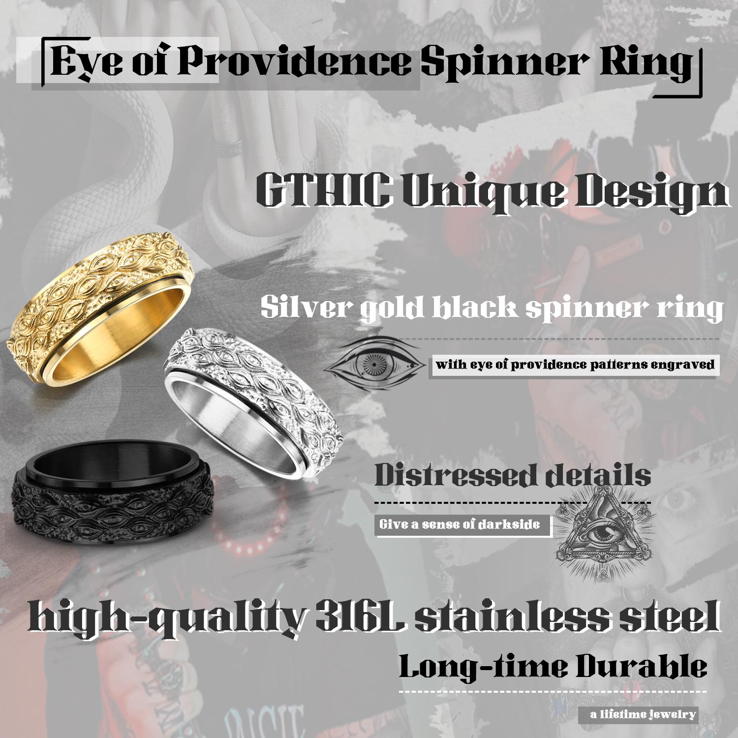 GTHIC Evil Eye Spinner Ring for Men Women Rotating Jewelry Stainless Steel Mother's Day Gifts GTHIC Evil Eye Spinner Ring for Men Women Rotating Jewelry Stainless Steel Mother's Day Gifts