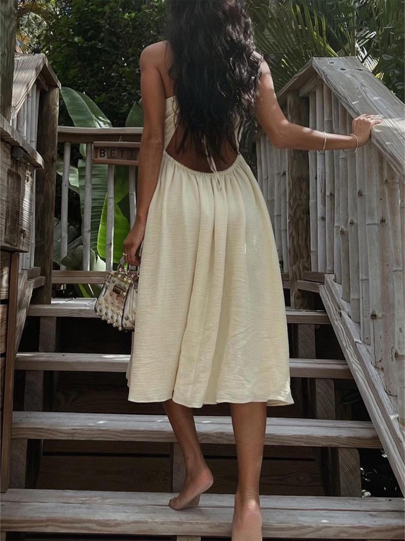 Summer New Sexy Wrap Top V-Neck Dress, Loose Beach Style Split Skirt, Women's Fashionable Long Dress, Perfect for Vacation Summer New Sexy Wrap Top V-Neck Dress, Loose Beach Style Split Skirt, Women's Fashionable Long Dress, Perfect for Vacation