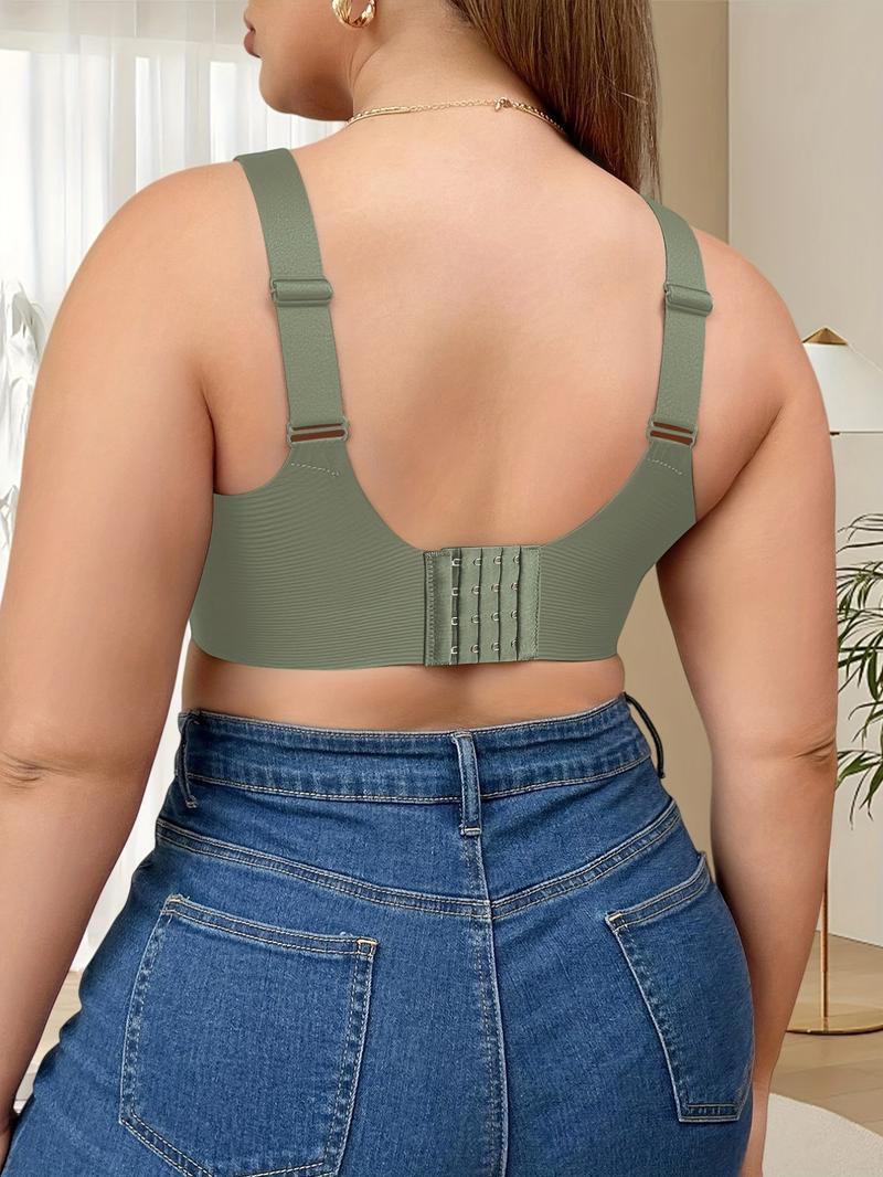 4 Pack Plus Size No Underwire Bras, Wireless Tank Bra, Soft Medium Support Wide Shoulder Straps, Casual Daily Comfort, Plain Pattern, Lined