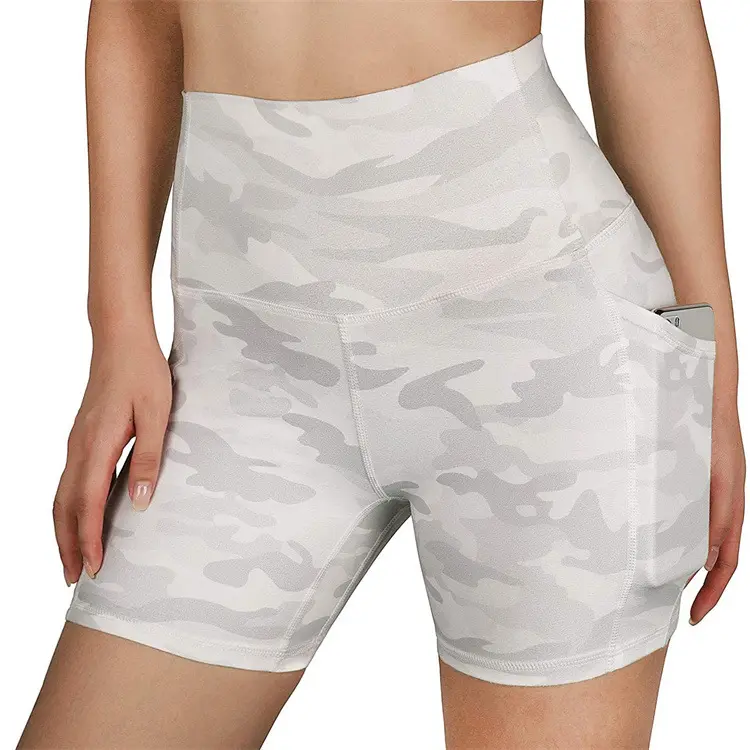 Summer European and American women's multi-color printed pocket shorts yoga sports running shorts
