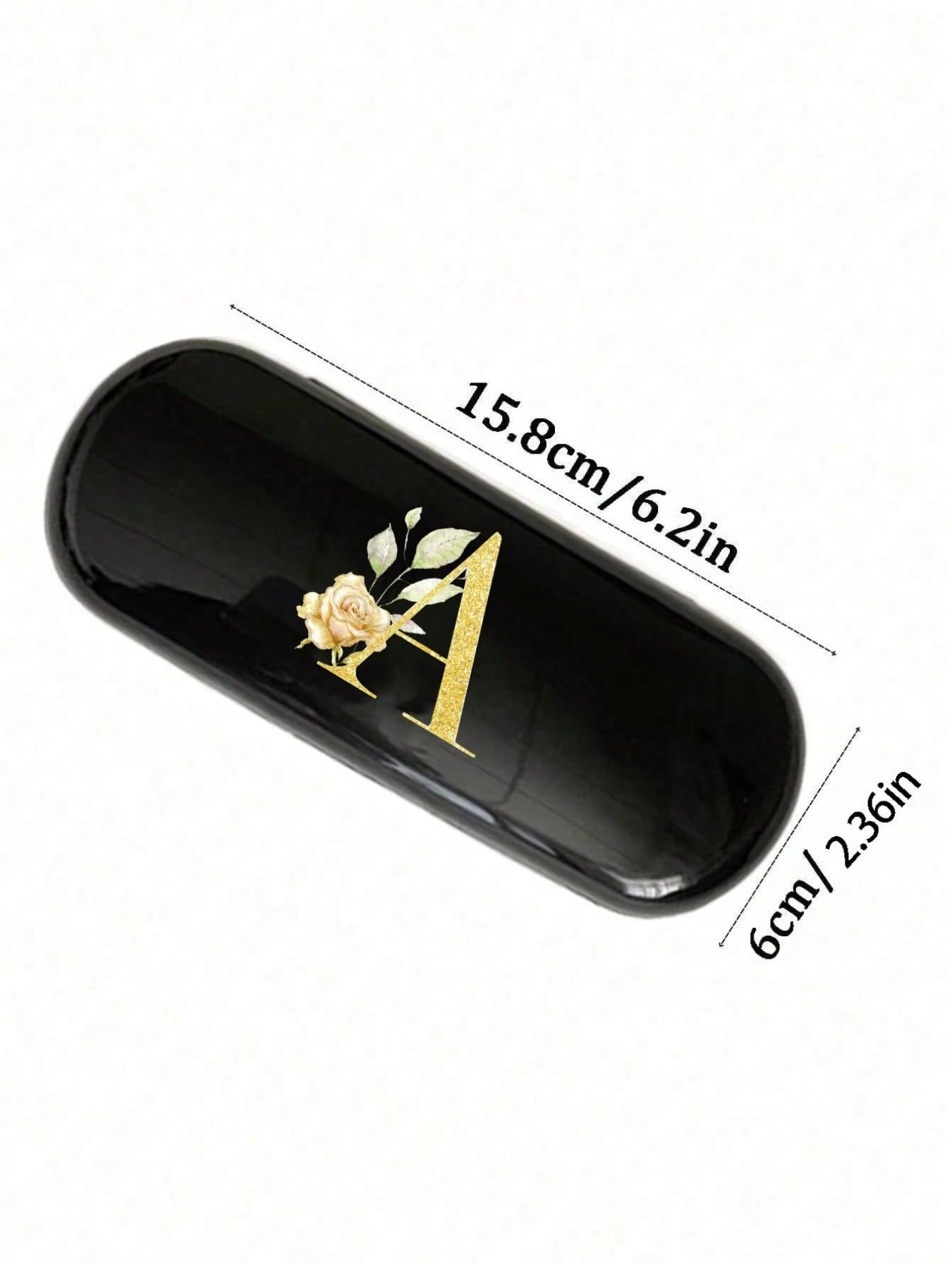 One cream-colored solid eyewear case, Glasses holder, easy to carry, waterproof and dustproof. Letter eyeglass hard case, letter pendant eyeglass case