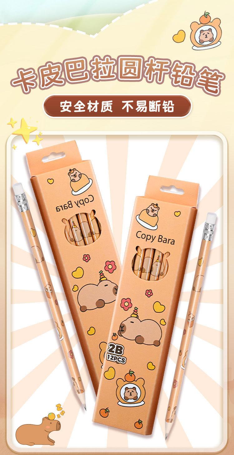 Cute Capybara Graphite Pencils Set - 12 HB School Pencils, Back to School Supplies, Trendy Stationery for Students & Artists