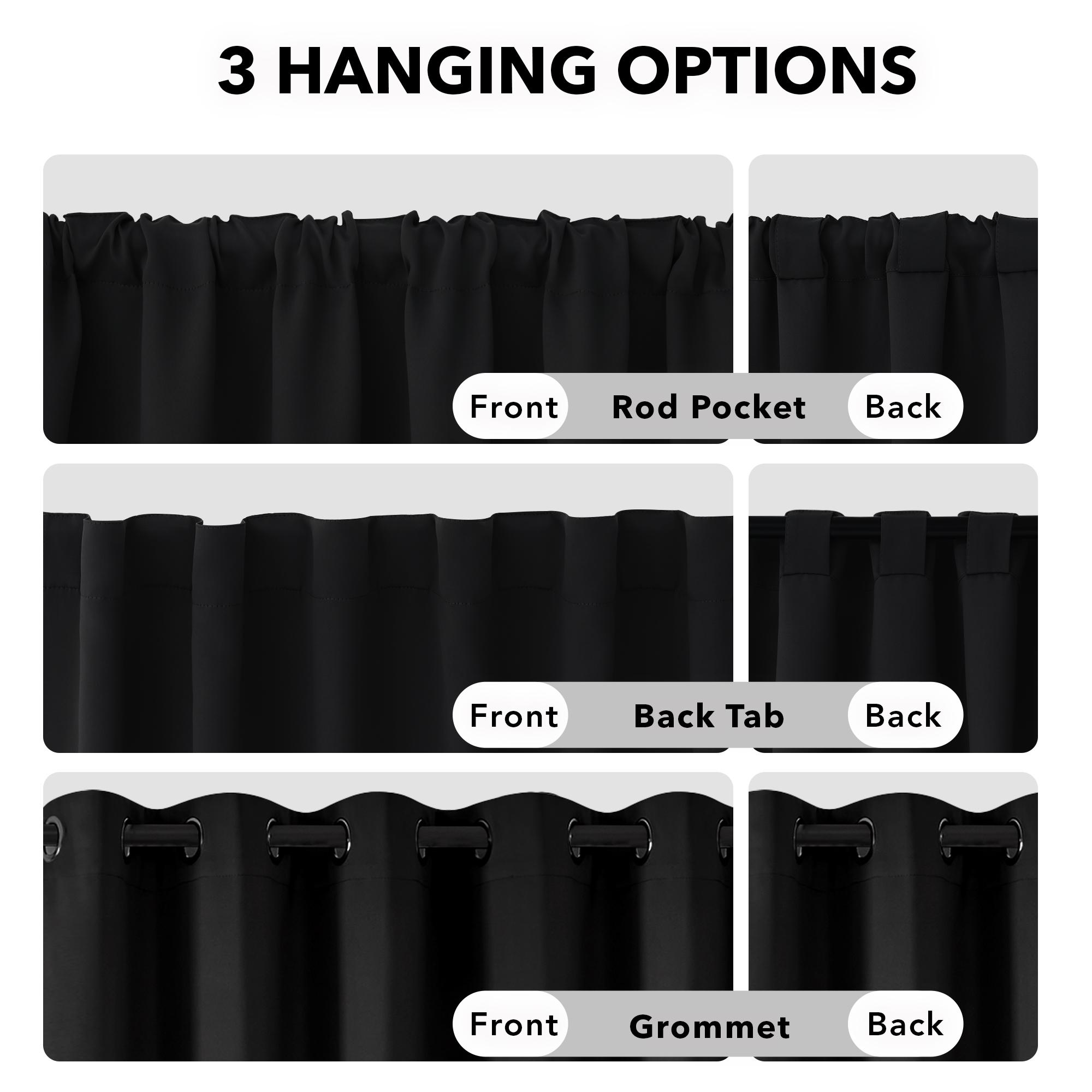 Deconovo Black Blackout Curtains (2 Panels, Grommet/Back Tab/Rod Pocket) – Thermal Insulated, Soundproof Drapes for Living Room & Bedroom