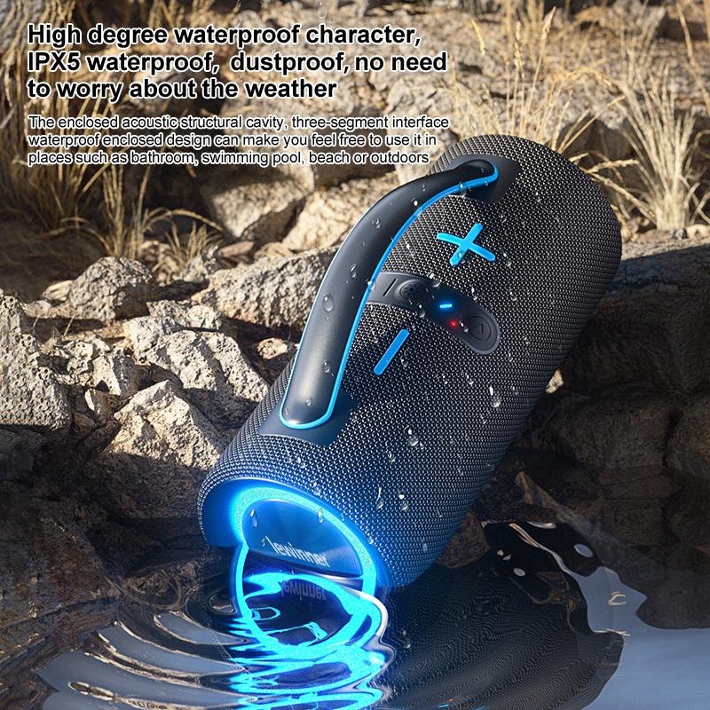 Lewinner Bluetooth Wireless Speaker, Listen to 150 Songs Continuously Without Stopping, TWS Pairing | 60W Dual Speakers | IPX5 Waterproof | Portable | Bass-Free Stereo Audio | RGB Lights | Outdoor | Christmas Gift | Smartphone Connectivity