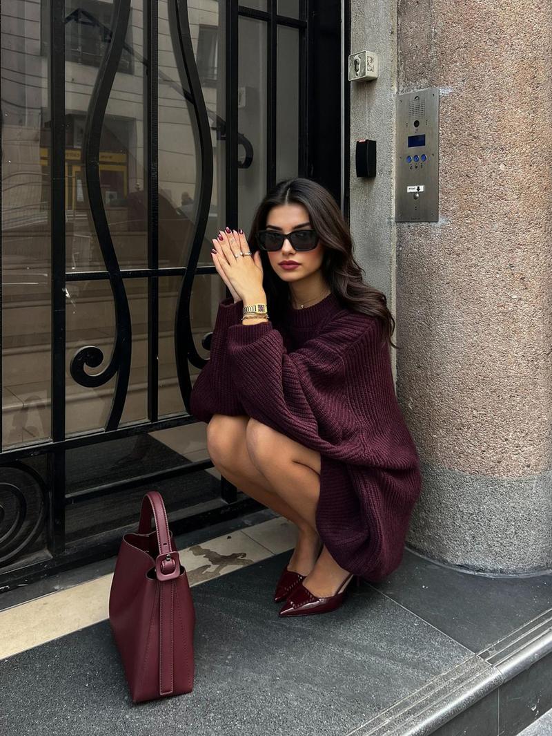 Fall & Winter Women's Casual Loose Sweater, Simple Retro Style Long Sleeve Round Neck Jumper, Cozy Oversized Knit for Relaxed