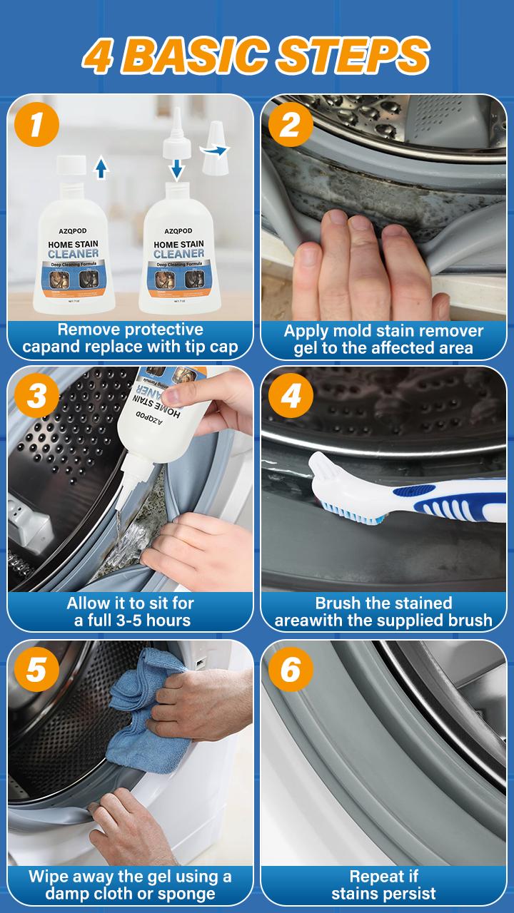 AZQPOD & BUBCLEAN Mold Remover Gel with Scrub Brush – Heavy Duty Mildew Stain Cleaner for Washer Gasket, Shower Caulk, Tile Grout & Bathroom – 7 Fl Oz Household
