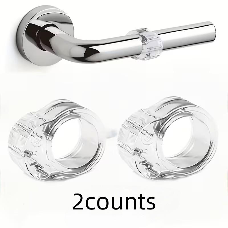 2 Pack Round Silent Door Stopper, Transparent Invisible Wall Mounted Door Handle Protector, Home Door Decor, Anti-Collision Door Guard