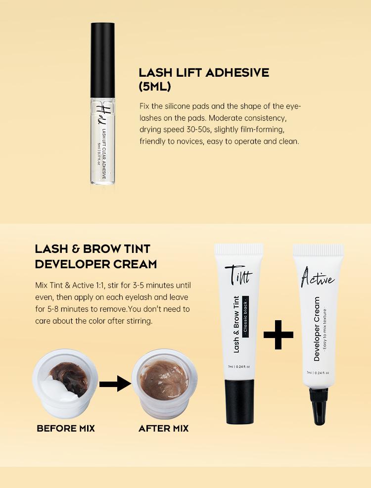 Lash Lift and Tint Kit Black, Brow Lamination Kit Black Eyelash Eyebrow Perm Kit With Detail Instruction &Tools Easy For Beginner at Home Semi-Permanent Cosmetic