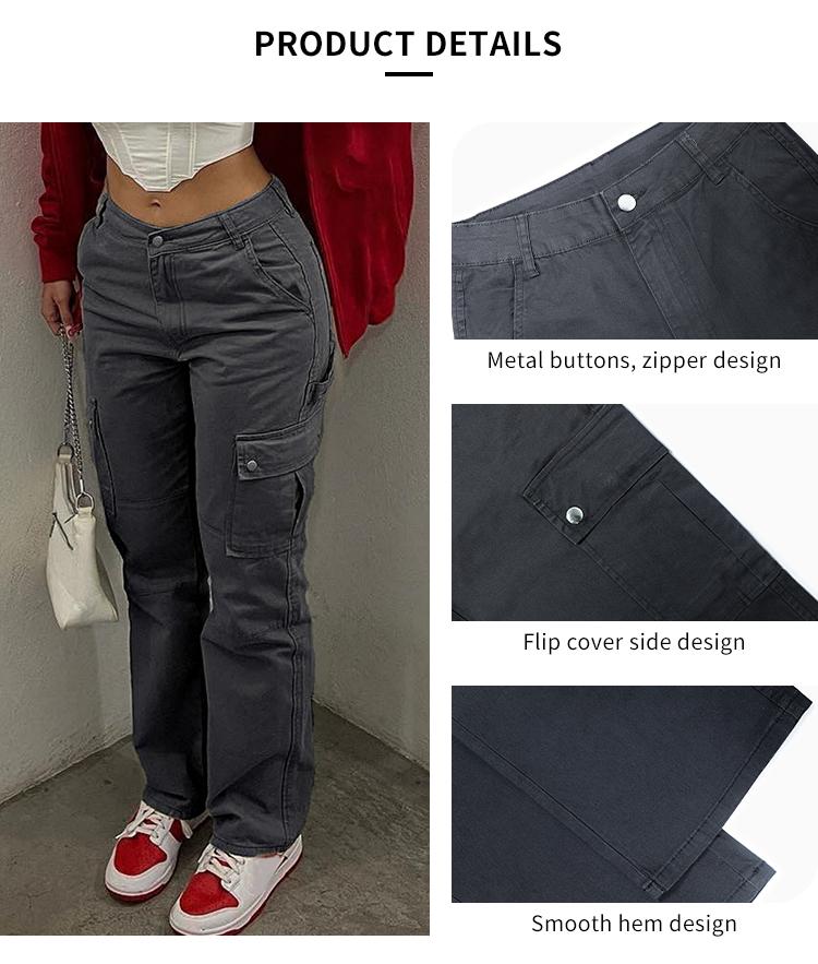Women's Plain Pocket Pants, Casual Pocket Waist, Casual Streetwear Trendy Trousers for Daily Wear, Ladies Bottoms for All Seasons