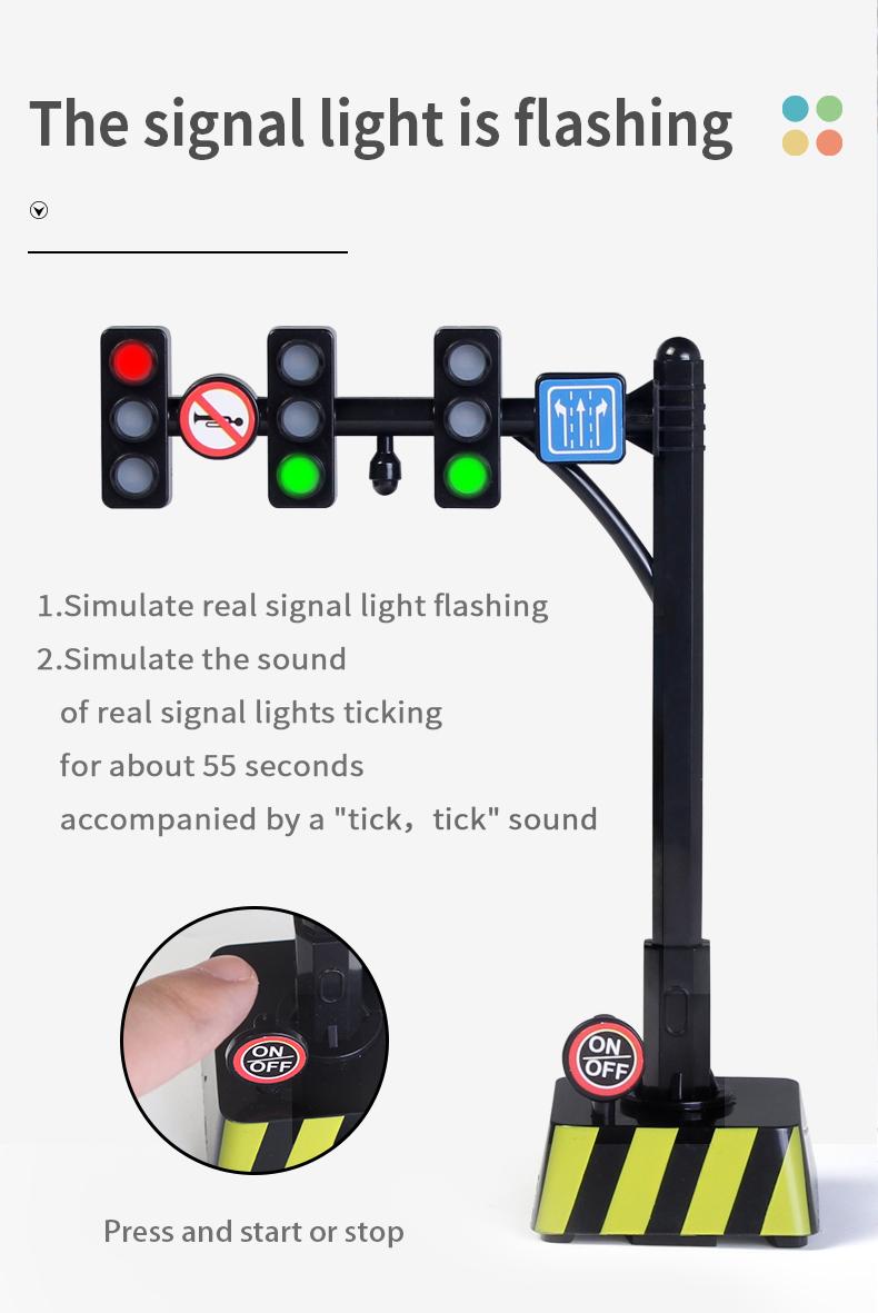 Educational Traffic Light Set, Interactive Teaching Aid, Durable Design, Enhances Game Experience, Car Toy Scene