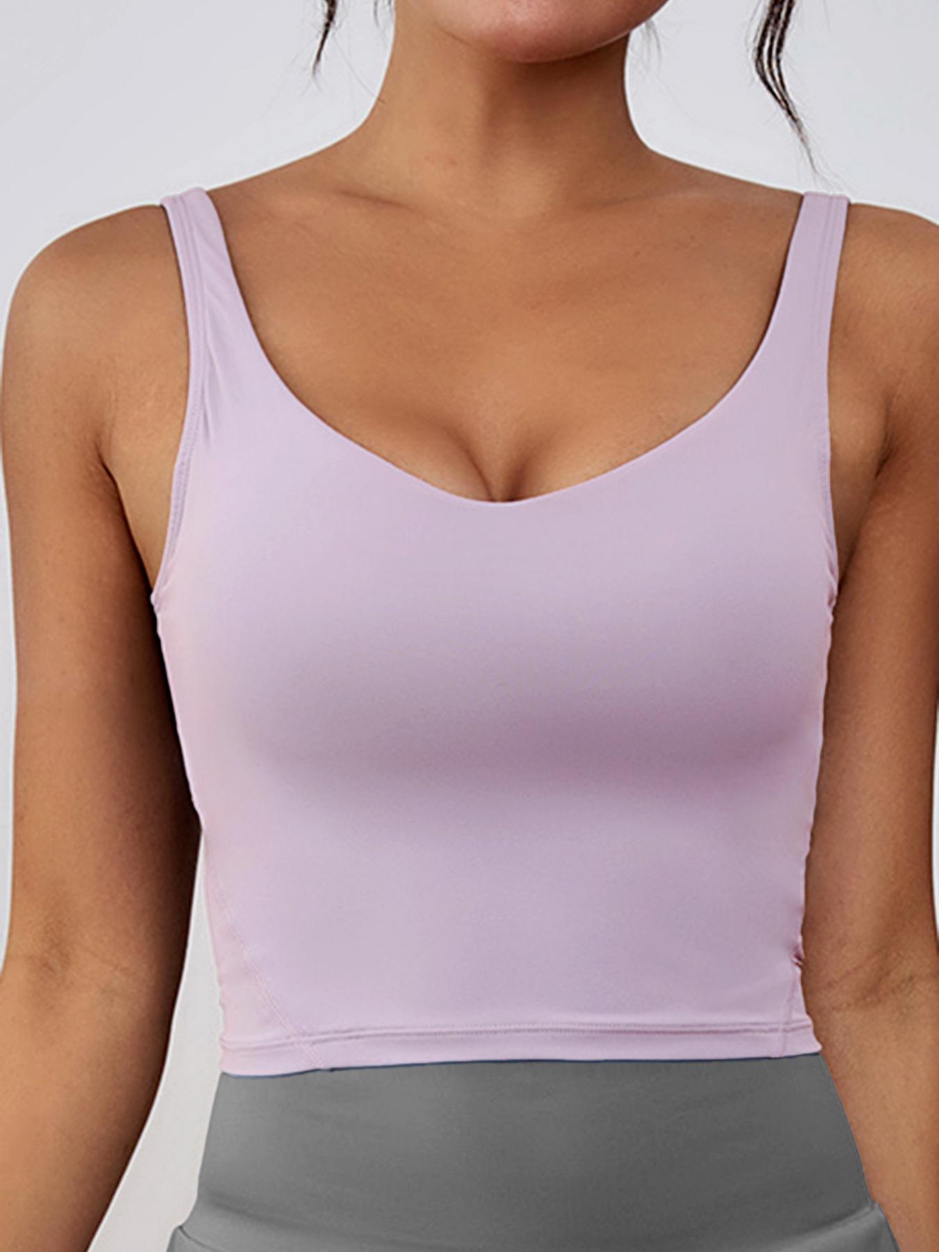 Women's Solid Sports Bra, Sporty Wide Strap Lingerie Top for Tennis Pickleball, Gym Clothes, Women's Athletic Clothing for Indoor Outdoor Wear