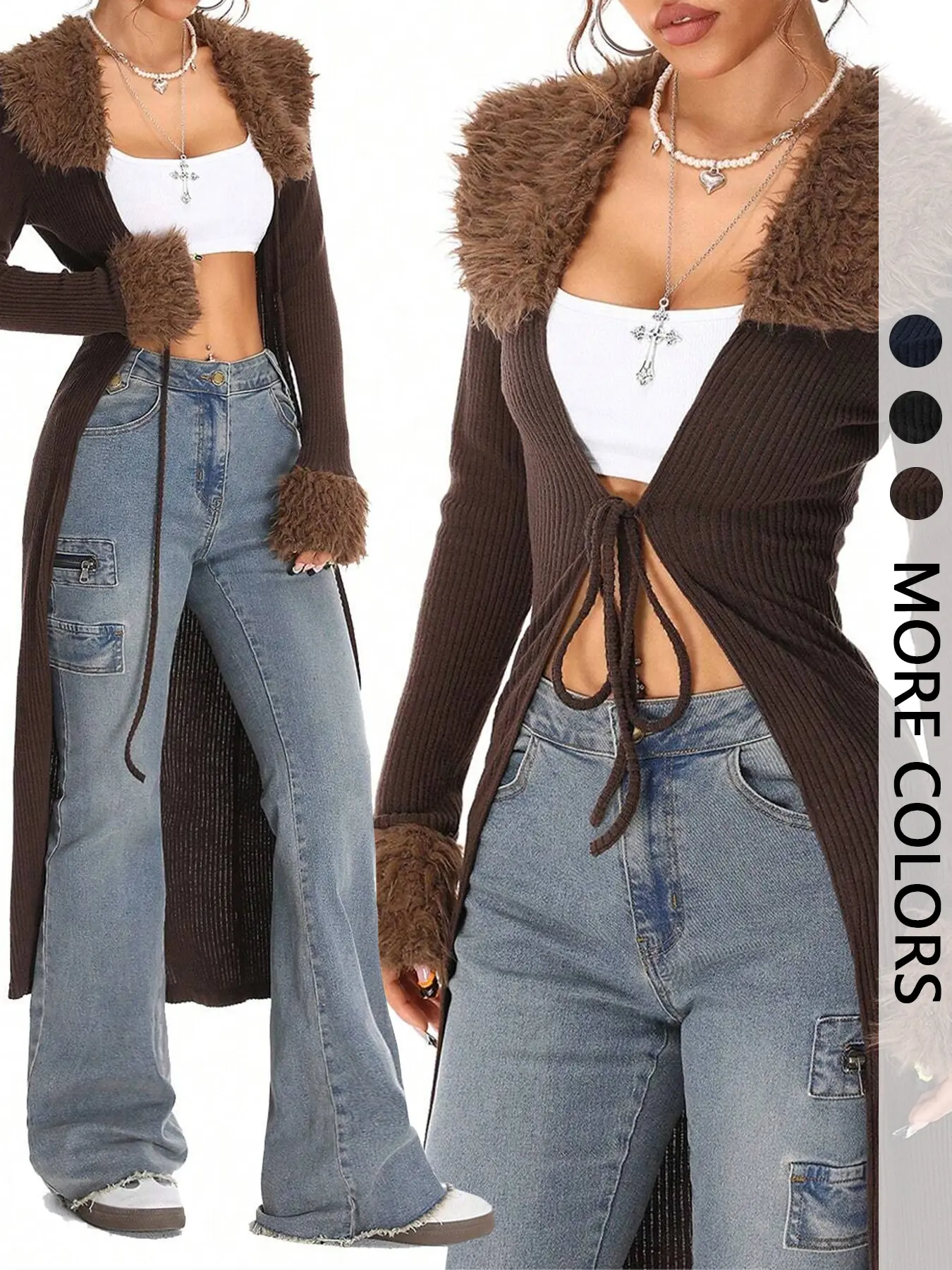 Women's Long Sleeve Knit Cardigan, Knitted Fashion Vintage Casual Plaid Pattern, Fitted Medium Fabric, Fall & Winter Outerwear, Knitwear