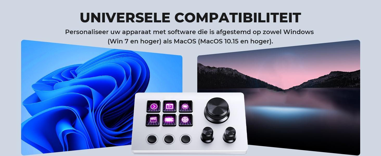 Stream Controller 6 Macro Keys LCD Keyboard, 3 Knobs & Switch Button, LED Touchscreen, USB Powered, Compatible with PC and MAC, Stream Studio Controller