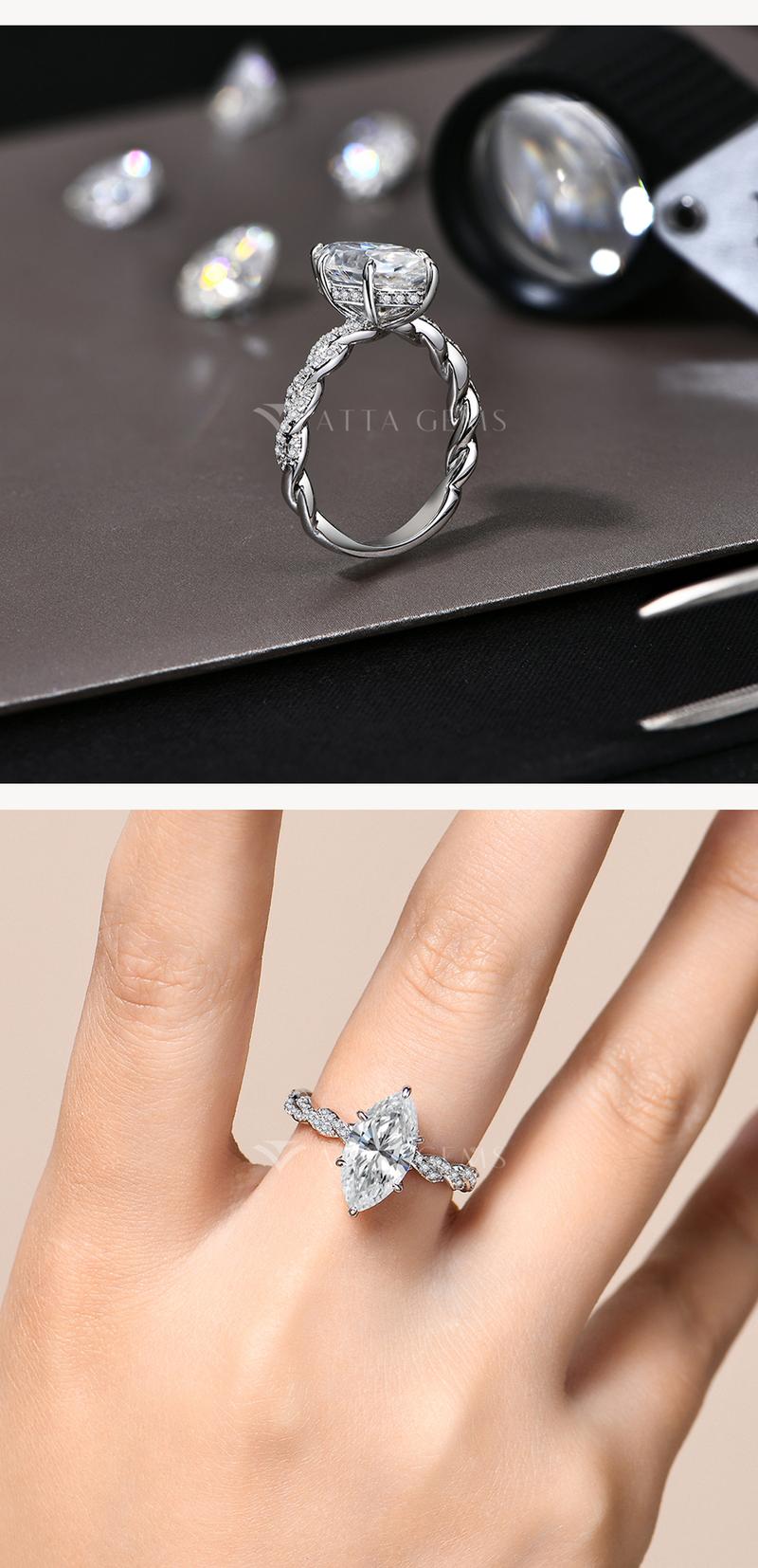 Gorgeous 3CT Marquise Shape  D Color VVS1 Synthetic Moissanite Ring  for Women 925 Sterling Silver Anniversary Party Gift R196