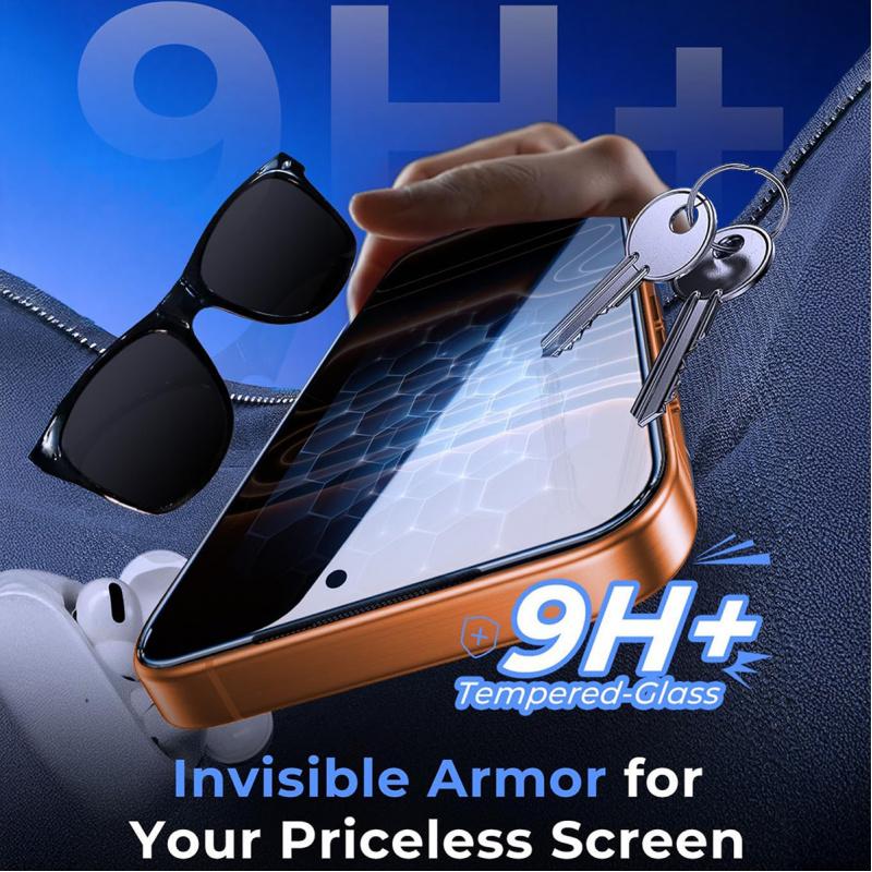 3-piece Dust-Free Privacy Set iPhone 17 Pro Max 6.9inch Protective Glass Screen Protector with Automatic Dust RemovalCompatible with iPhone 16 Pro Max, 16E, 15 Pro Max, and 14/13, includes installation tools.