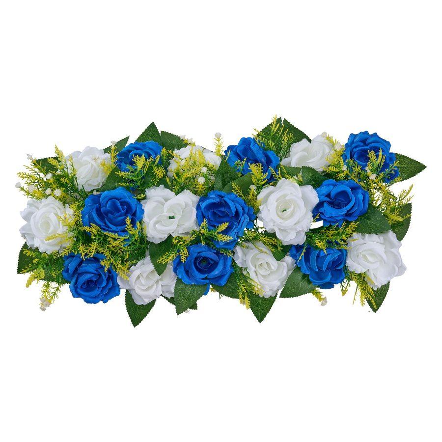 VEVOR Flower Ball Arrangement Bouquet 10 PCS, 19.6x 8.6 Inch Artificial Flower Balls Wedding Table Centerpieces, Faux Rose Arrangements for Wedding Centerpiece Home Decoration, Blue and White Roses
