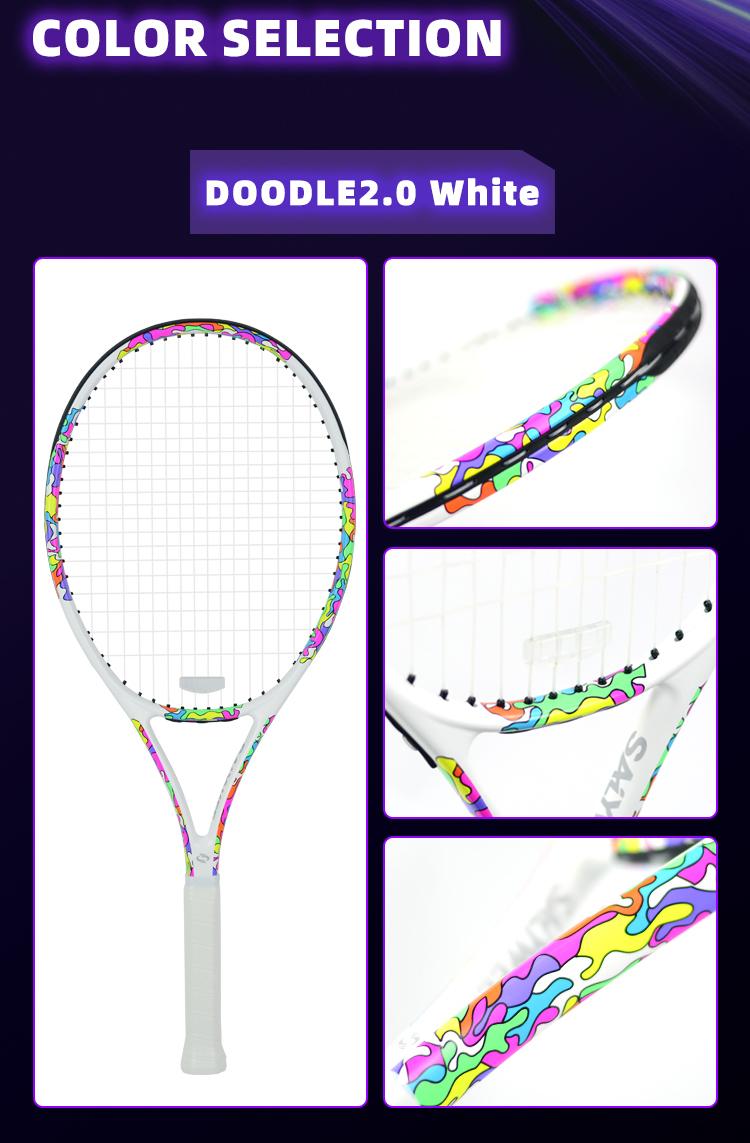 2026 Upgraded Model Doodle 2.0, Professional Carbon Tennis Racket 105in² Oversized Defensive Control | Pre-strung 50-60lbs | Empty Racket 280g Plus or minus 10 grams | Dazzling Graffiti Design | Suitable For Major Players