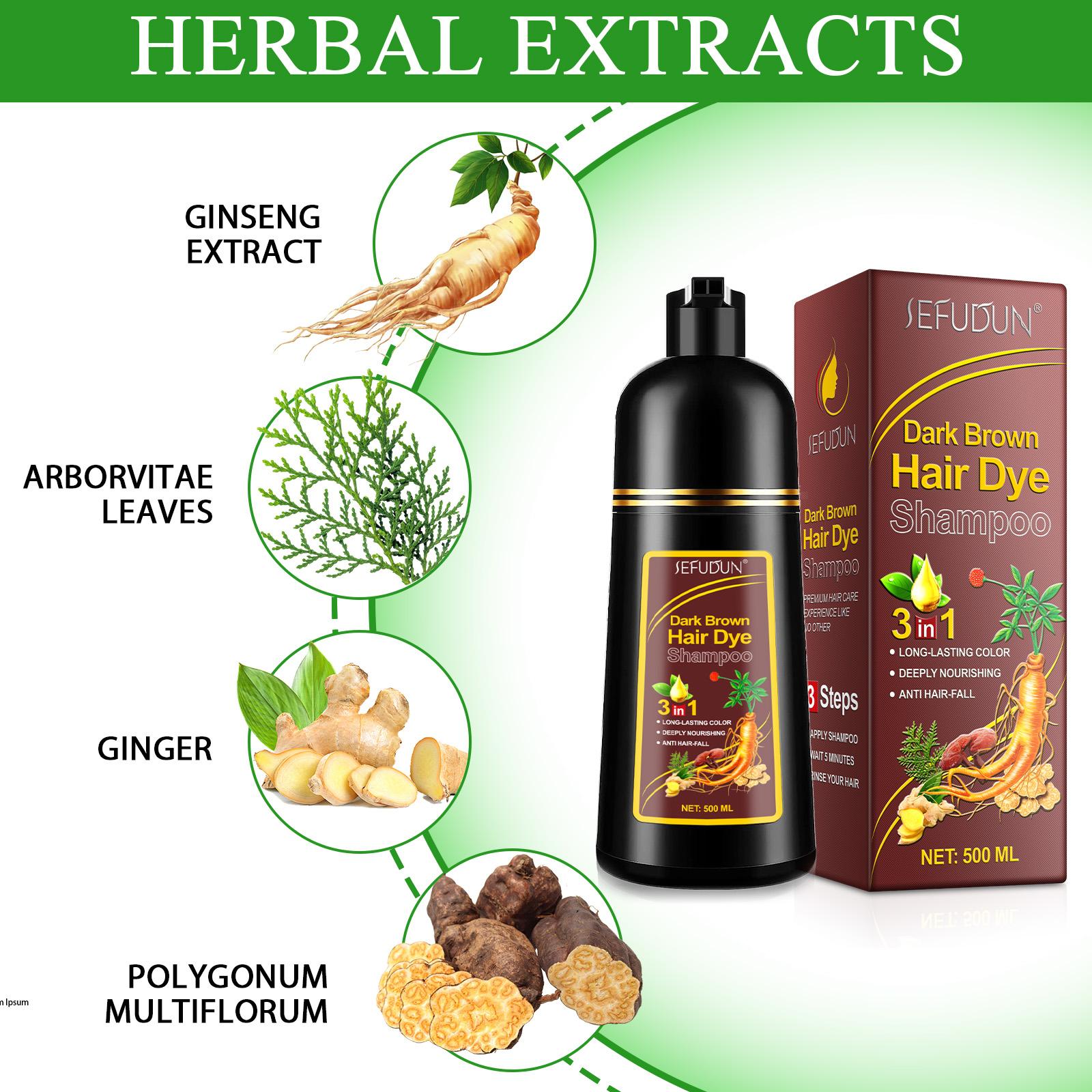 Sefudun 3-In-1 Hair Dye Shampoo /, Combines Coloring & Conditioning, Herbal Formula, No Damage, DIY Salon Quality at Home