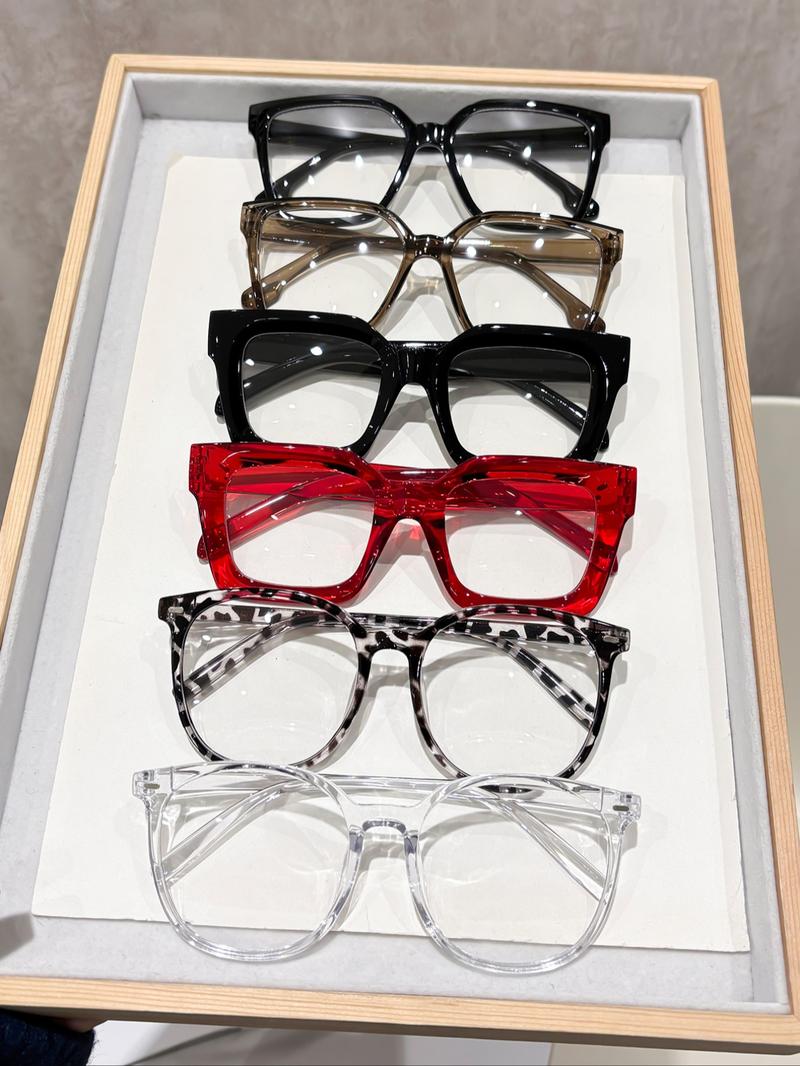 6 Pairs Classic Women's Flat Mirror Glasses, Suitable for Daily Commute, Office Use, Stylish and Functional Eyewear Accessories, Casual Eyeglasses