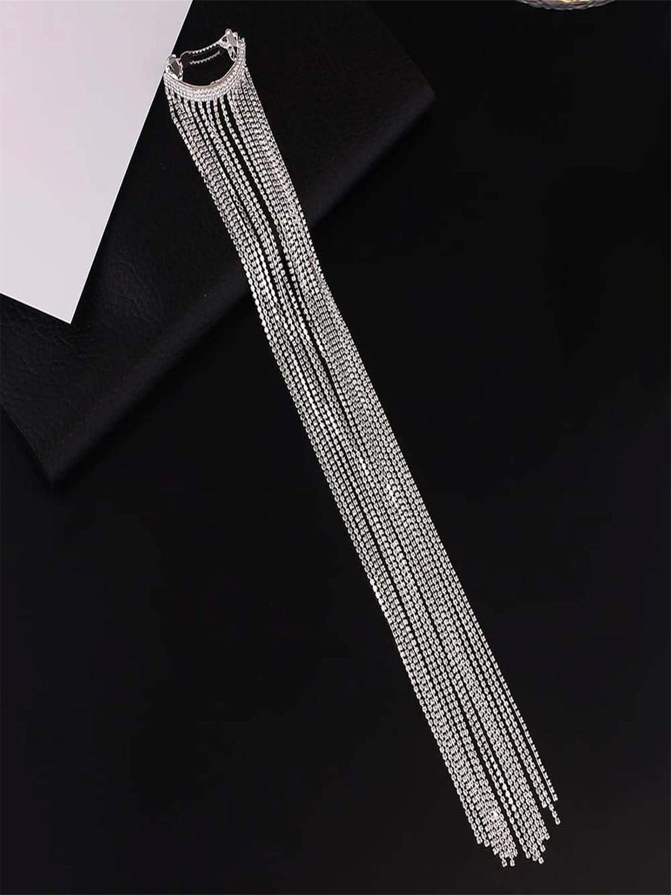 Lurrose Hair Clip with Rhinestones and Fringe Chain, Perfect for Women and Girls Party Accessories, Elegant and Stylish Design