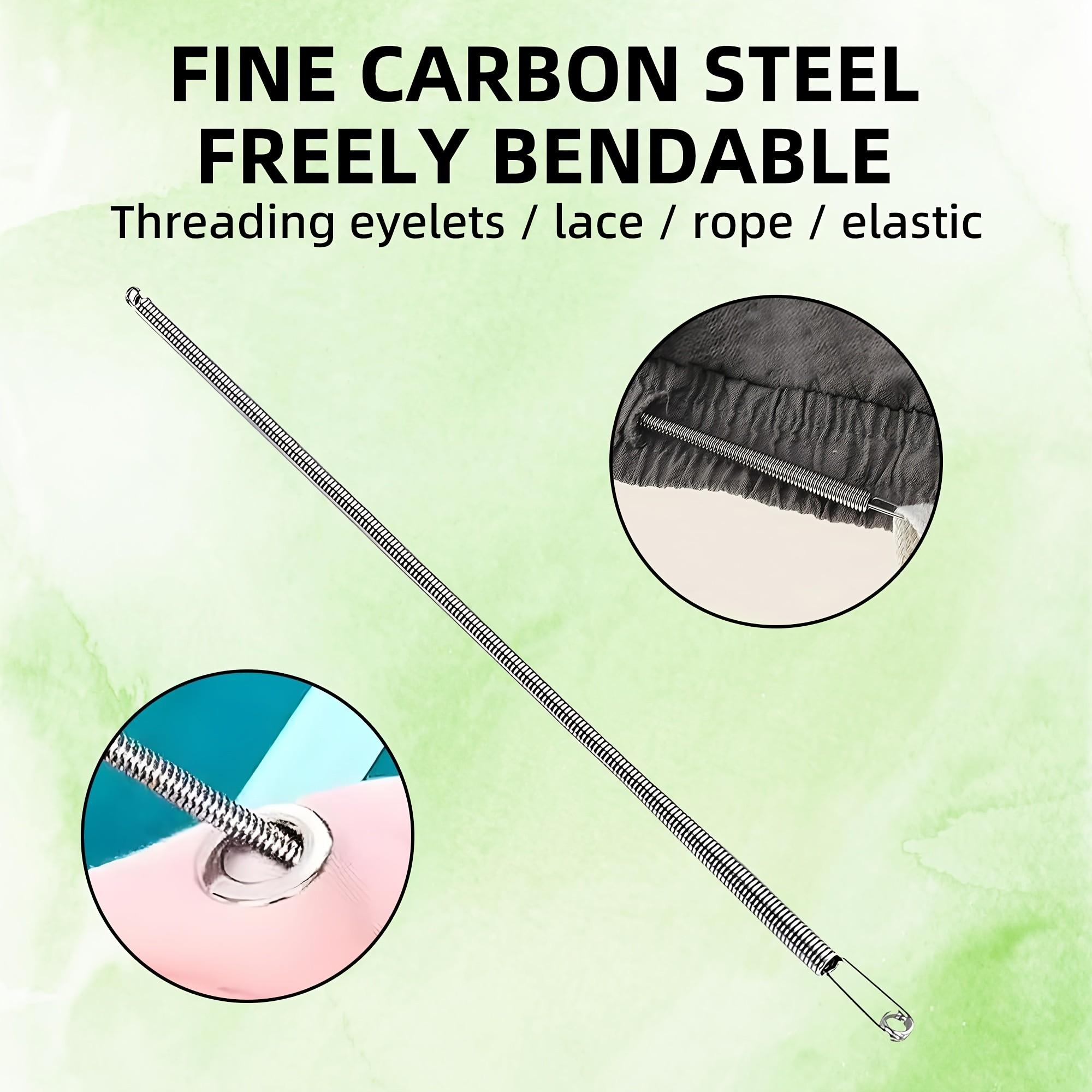 Spring Loaded Drawstring Threader Tool 4pcs, Stainless Steel Elastic Cord Rope Repair Clip, Easy DIY Replacement for Pants Hoodies Sweatpants Shorts