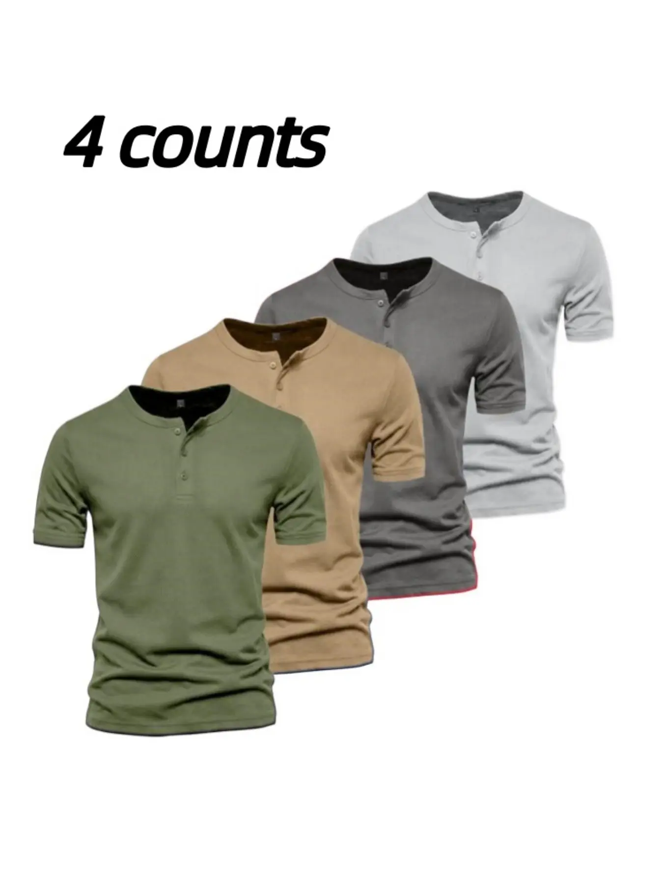 Men's Classic Henry Short Sleeve T-Shirt Set, Lightweight Breathable Quick-Dry Knit, Summer Business Casual, Multiple Sizes and Colors