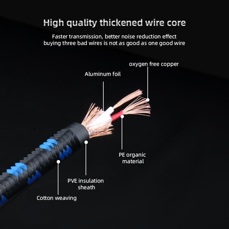 Hhdzi Electric Guitar Noise Reduction Cable, Straight + L-Type 6.35mm Jack, High Shielding, Pure Sound, Stage, Band, Studio Use, Instrument Accessories