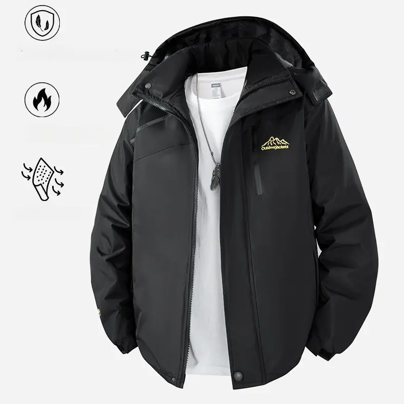 Men's Warm Hooded Windproof Jacket Thick Padded Winter Coat Outdoor Utility Tactical Everyday Outerwear Clothing cozy soft cool clean chic active sporty casual premium classic stylish durable trendy relaxed comfy modern vibe urban hype fly fit Multi-Color