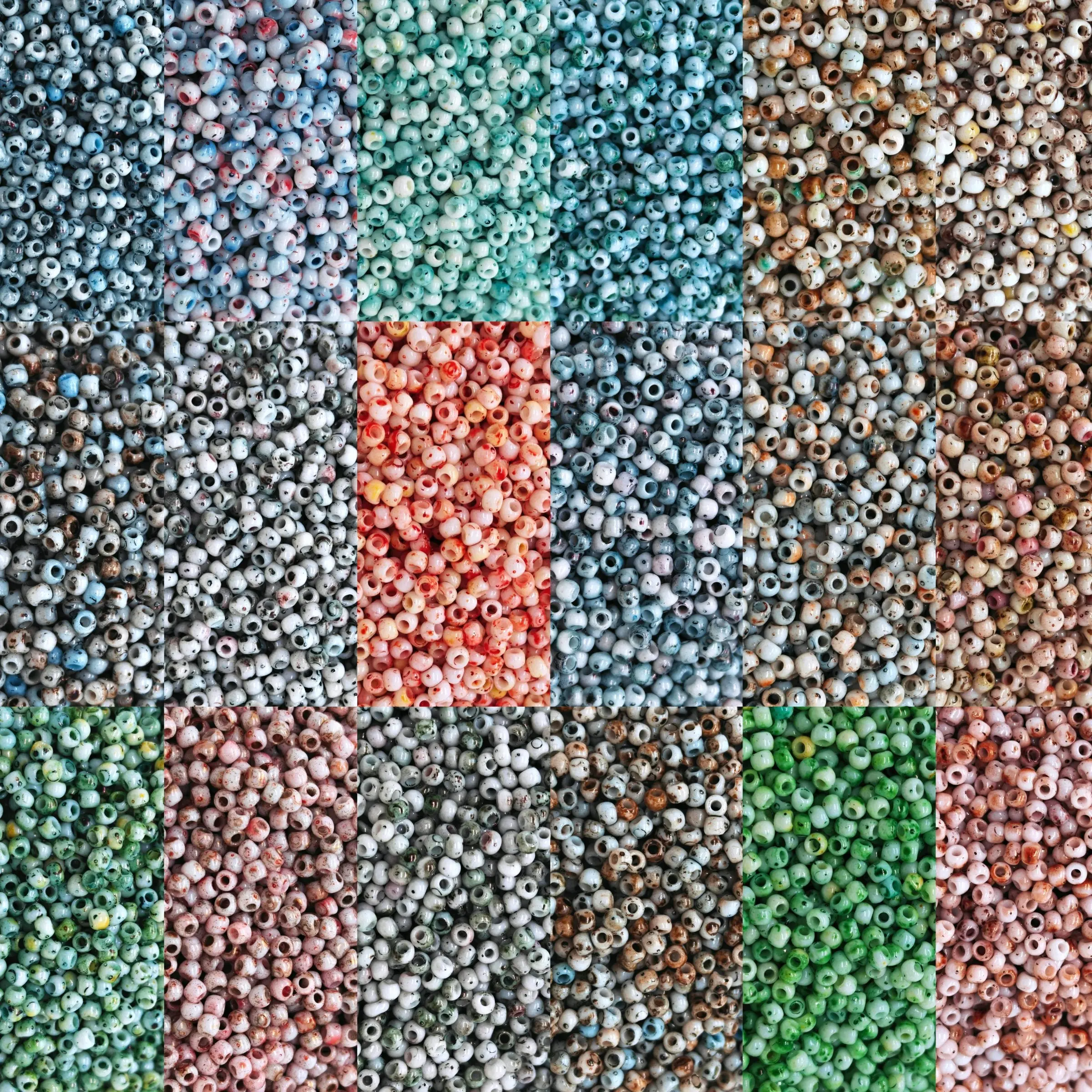 2mm Color Picasso Glass Seed Beads Set with 18 Colors and 90 Strands for Handmade Jewelry, Craft Chains, Bracelets, Hair Accessories, Beaded Drapes, DIY Accessories, Clothing Embellishments
