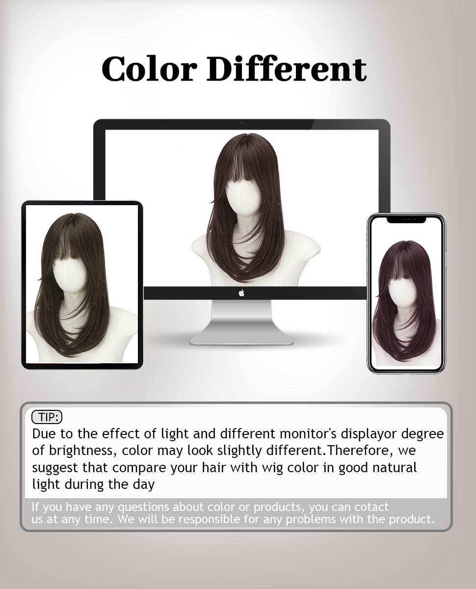 ONLYCUTE Hair Topper with Bangs 18 inch Synthetic Slightly layered Hair Piece No Wig Cap Required Large Hair Piece Natural Invisible hair toppers for Women