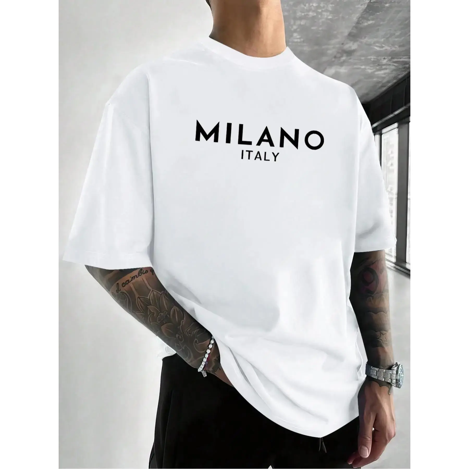 Men's Letter Print Round Neck Tee, Regular Fit Casual Short Sleeve Crew Neck T-shirt for Summer, Fashion Men's Top, Casual Sport Top for Daily Wear, Athletic Tee