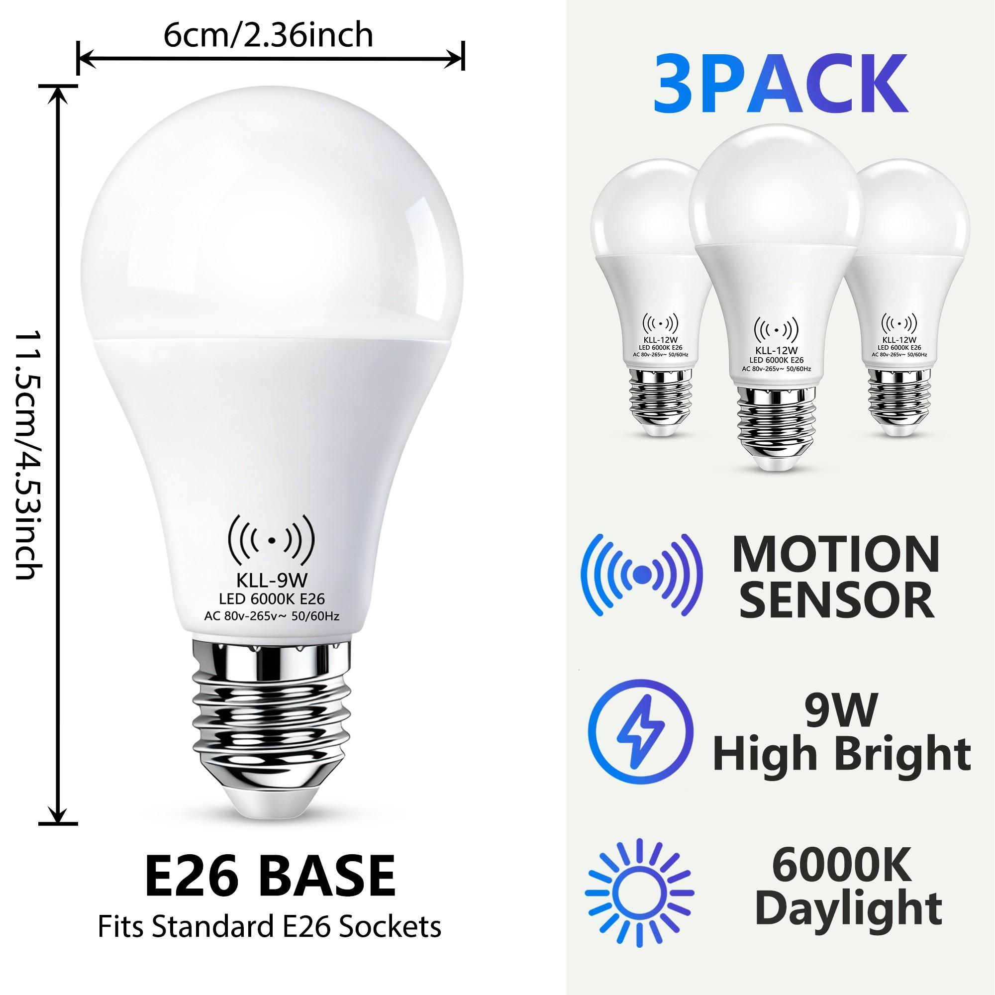 Kasotile Motion Sensor LED Bulb, 9w 3000k/6000k, Ac 80-265v, E26/e27 Base, Indoor Lighting, Hallway Lamp, Energy Efficient