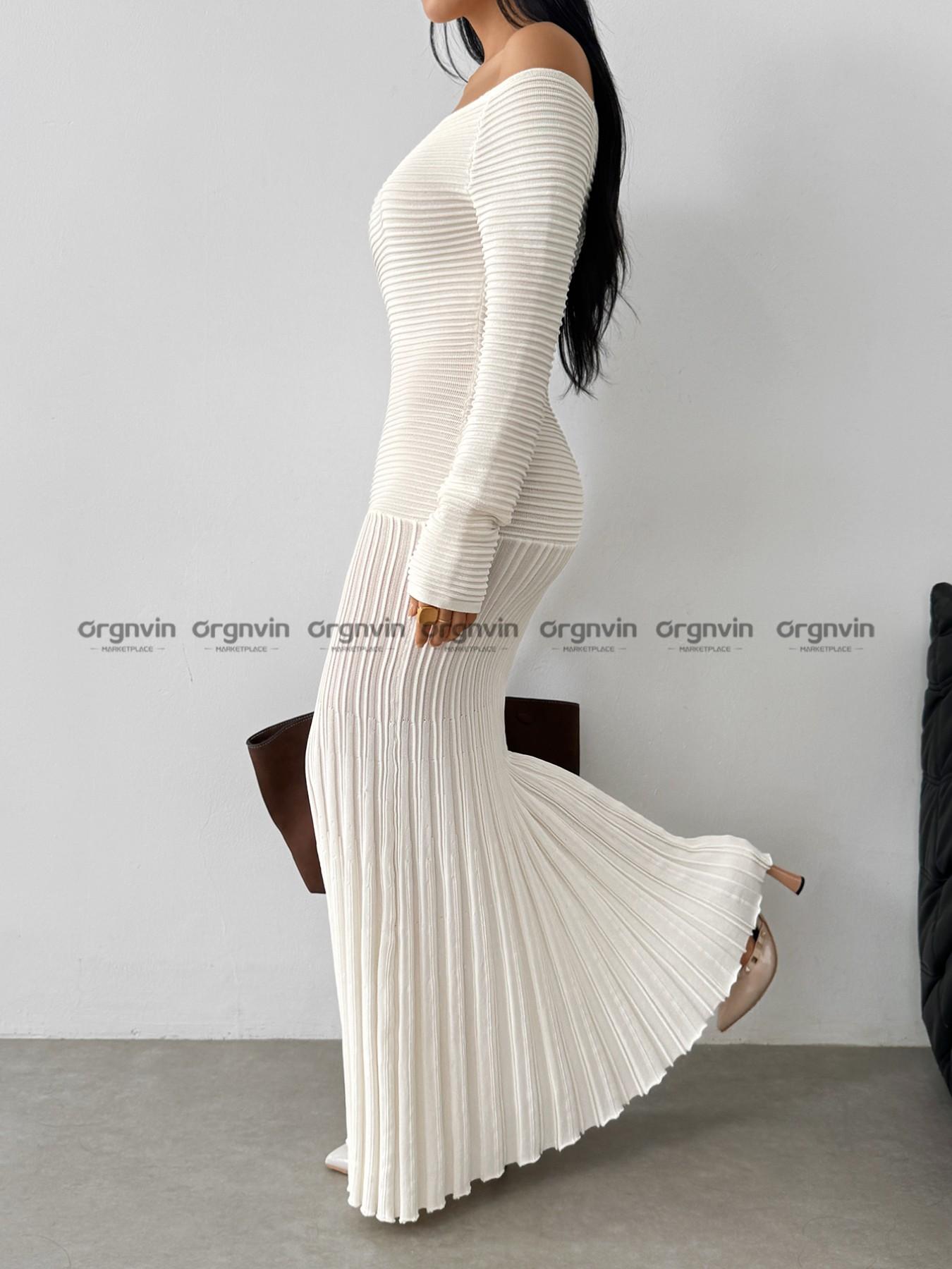 Elegant Women's Fall Winter Party Dress, Ruffled Long Skirt, Fashionable One Shoulder Knit Dress, Slim Fit, Chic and Stylish