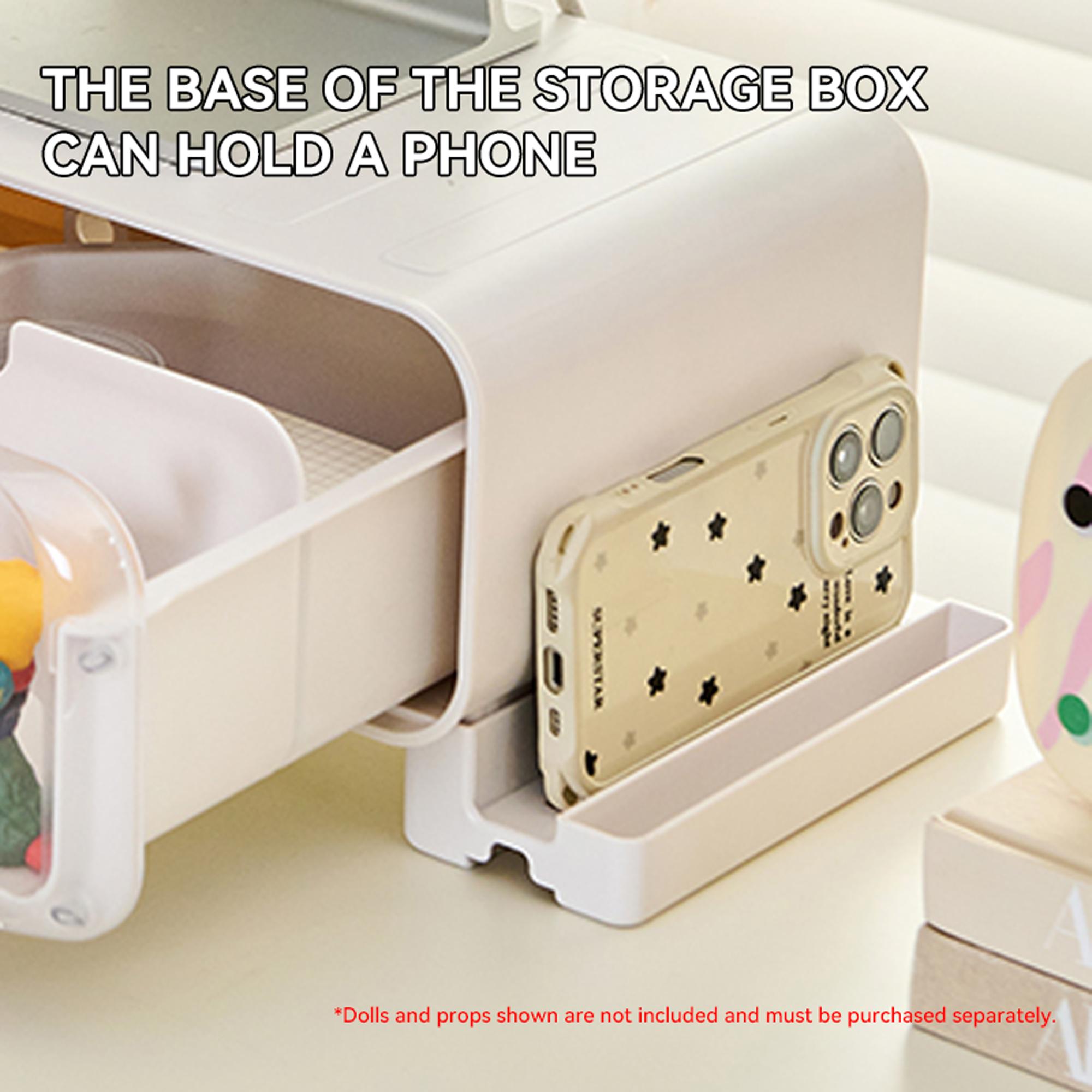 Desktop Monitor Riser with Transparent Showcase Drawer - Display Storage Organizer for Figures, Cosmetics, Office Supplies, Desk Decor & Desk Tidy