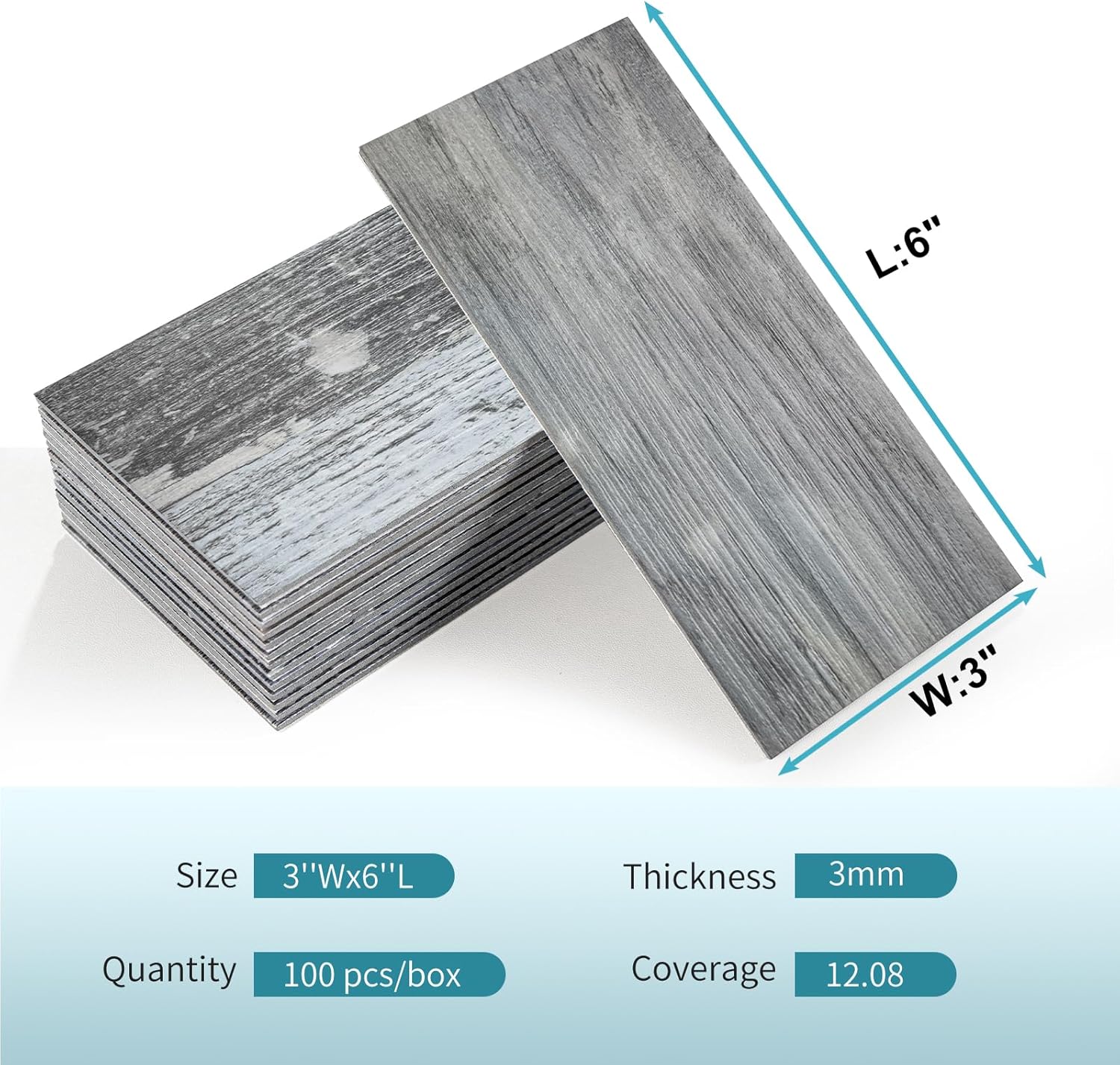 Vamos Tile 100-Pieces Peel and Stick Backsplash, 3" x 6" PVC Aluminium Wall Tile, Stick on Backsplash for Kitchen/Bathroom/Fireplace, Home Modern